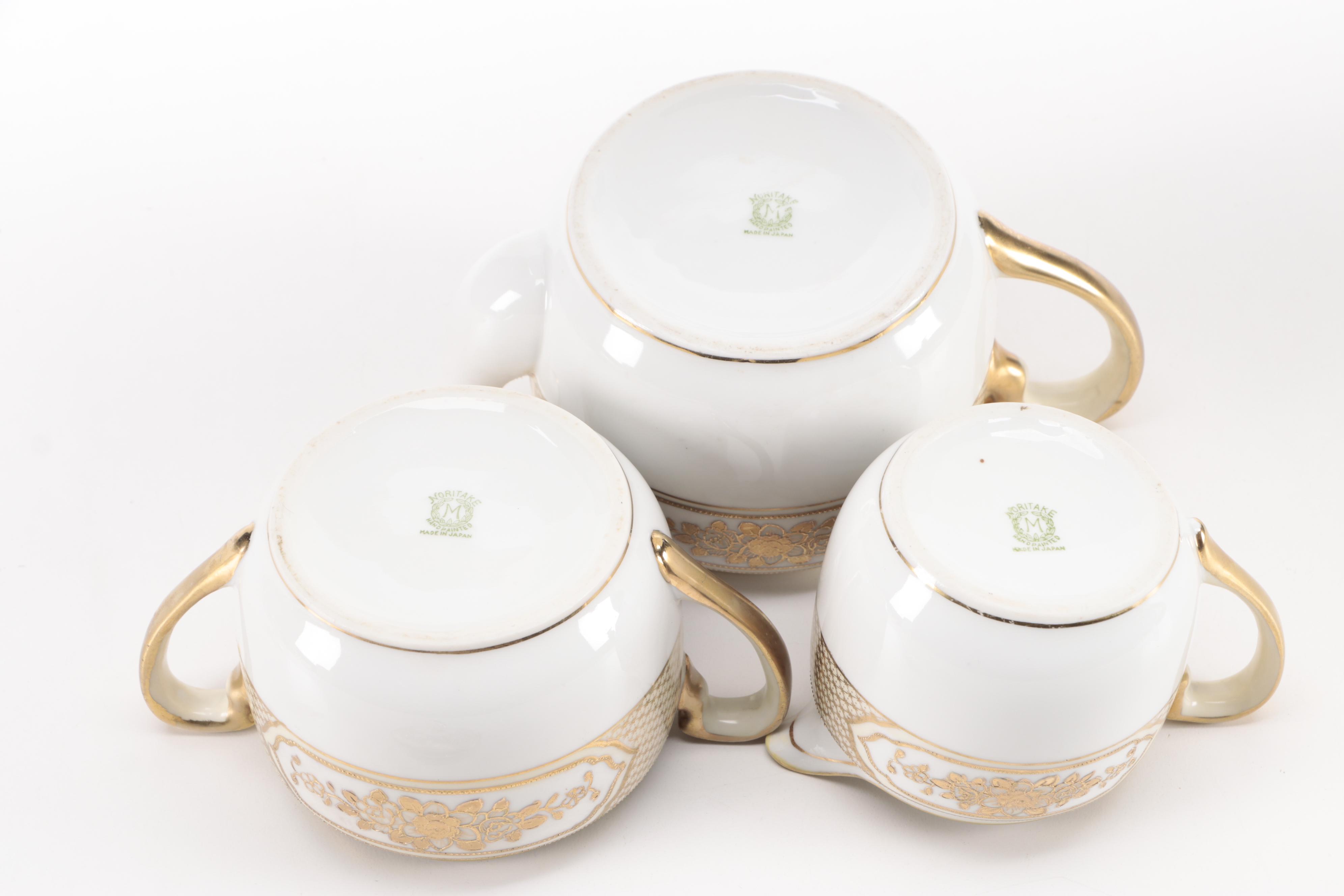 Hand-Painted Noritake Plates and Table Accessories, Early 20th Century