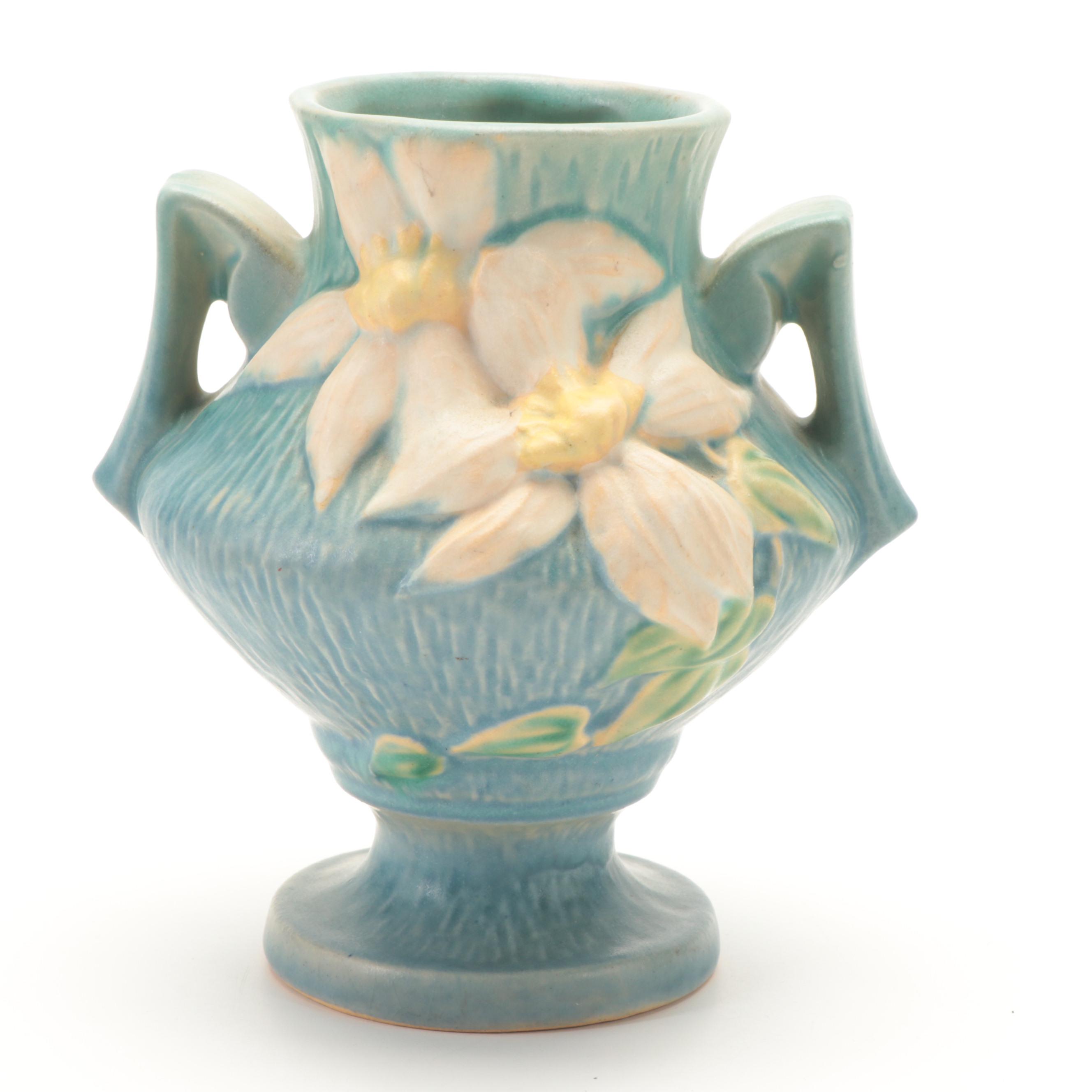 Roseville "Clematis" Vase and "Peony" Vase and Creamer, Mid to Late 20th Century