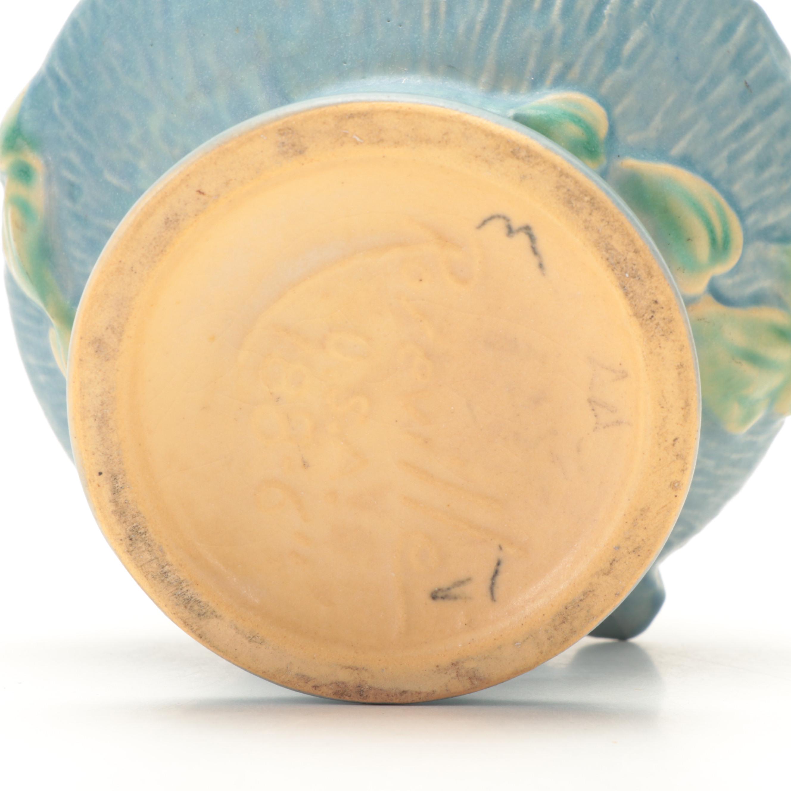 Roseville "Clematis" Vase and "Peony" Vase and Creamer, Mid to Late 20th Century