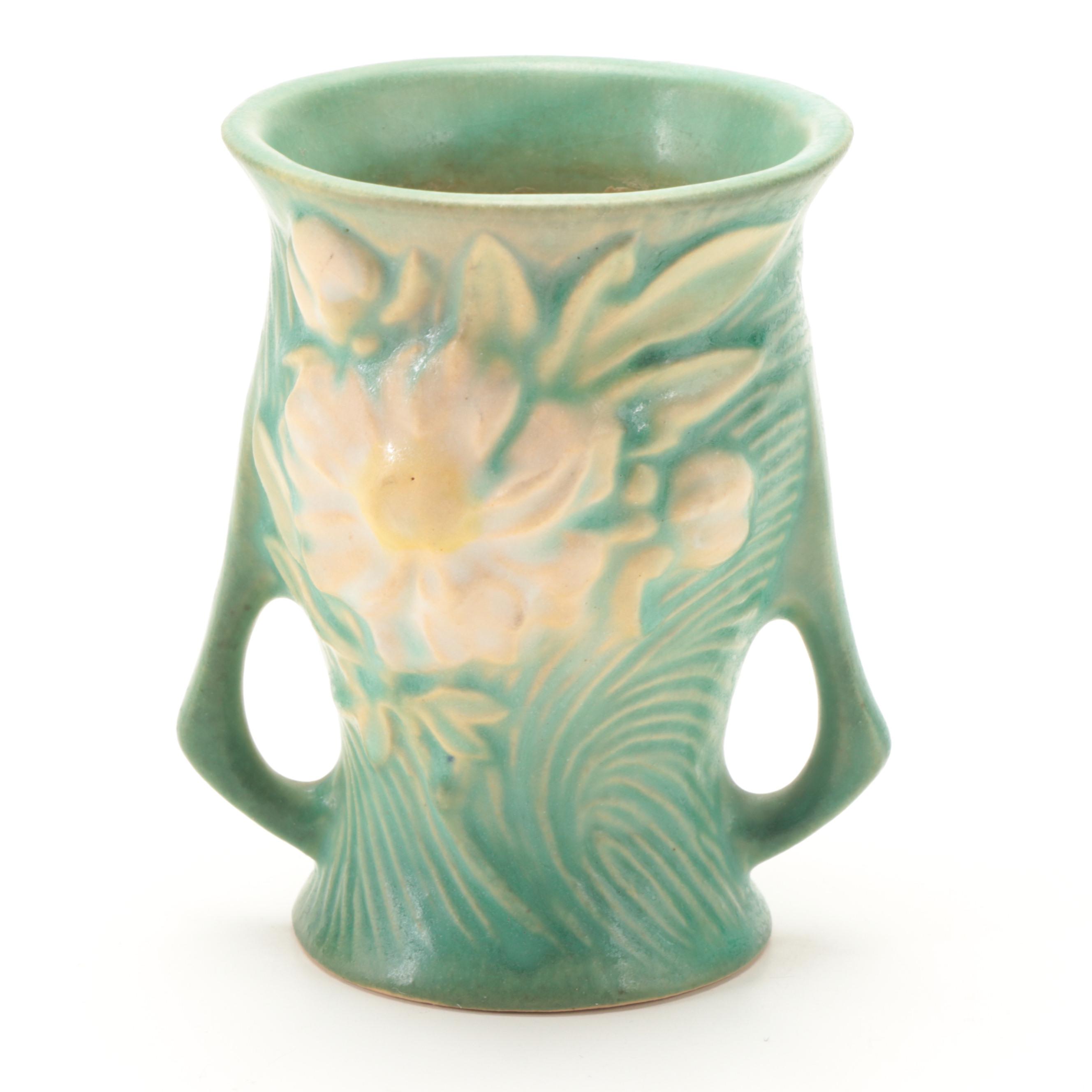 Roseville "Clematis" Vase and "Peony" Vase and Creamer, Mid to Late 20th Century