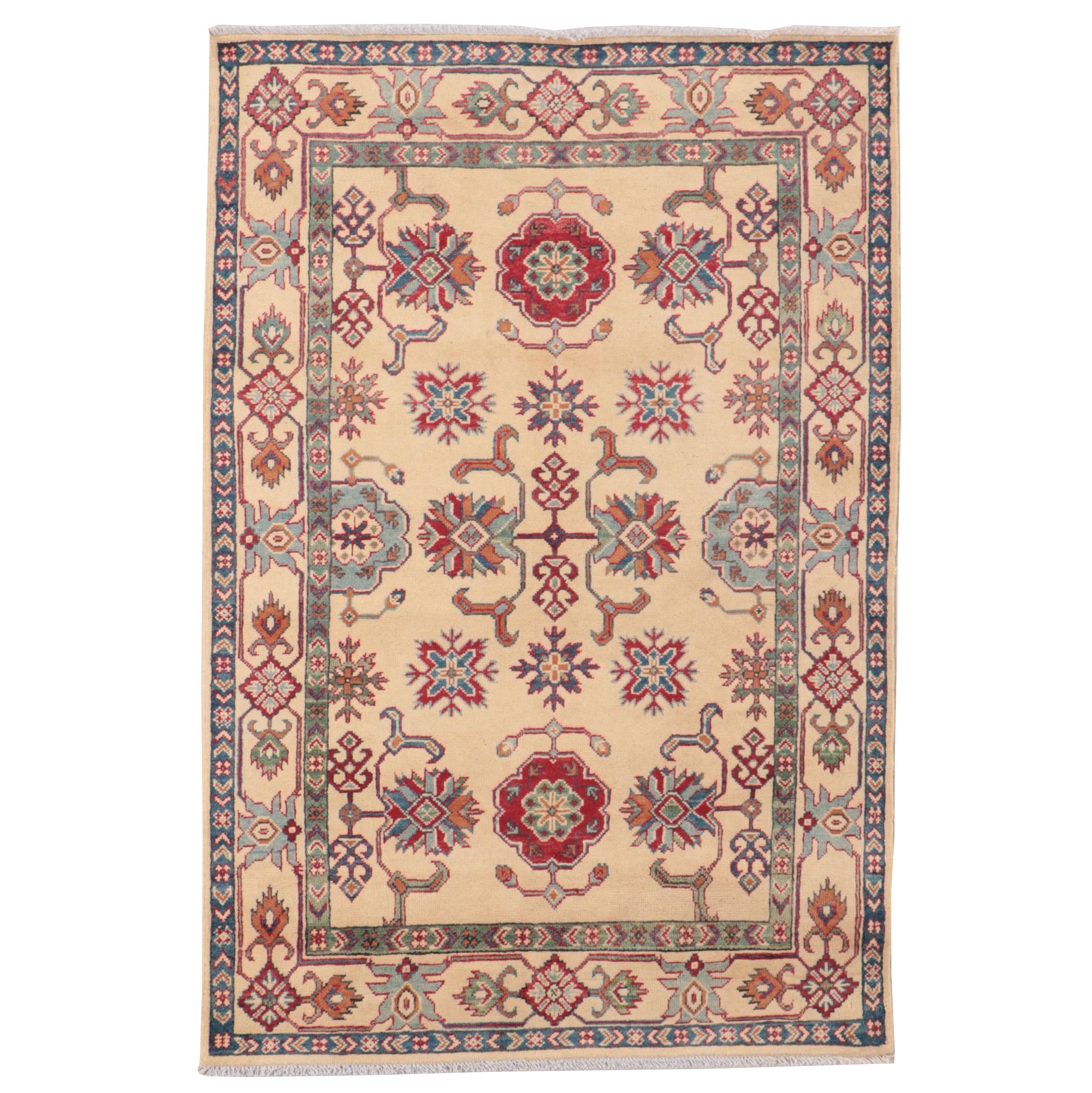 4' x 5'11 Hand-Knotted Afghan Kazak Style Area Rug