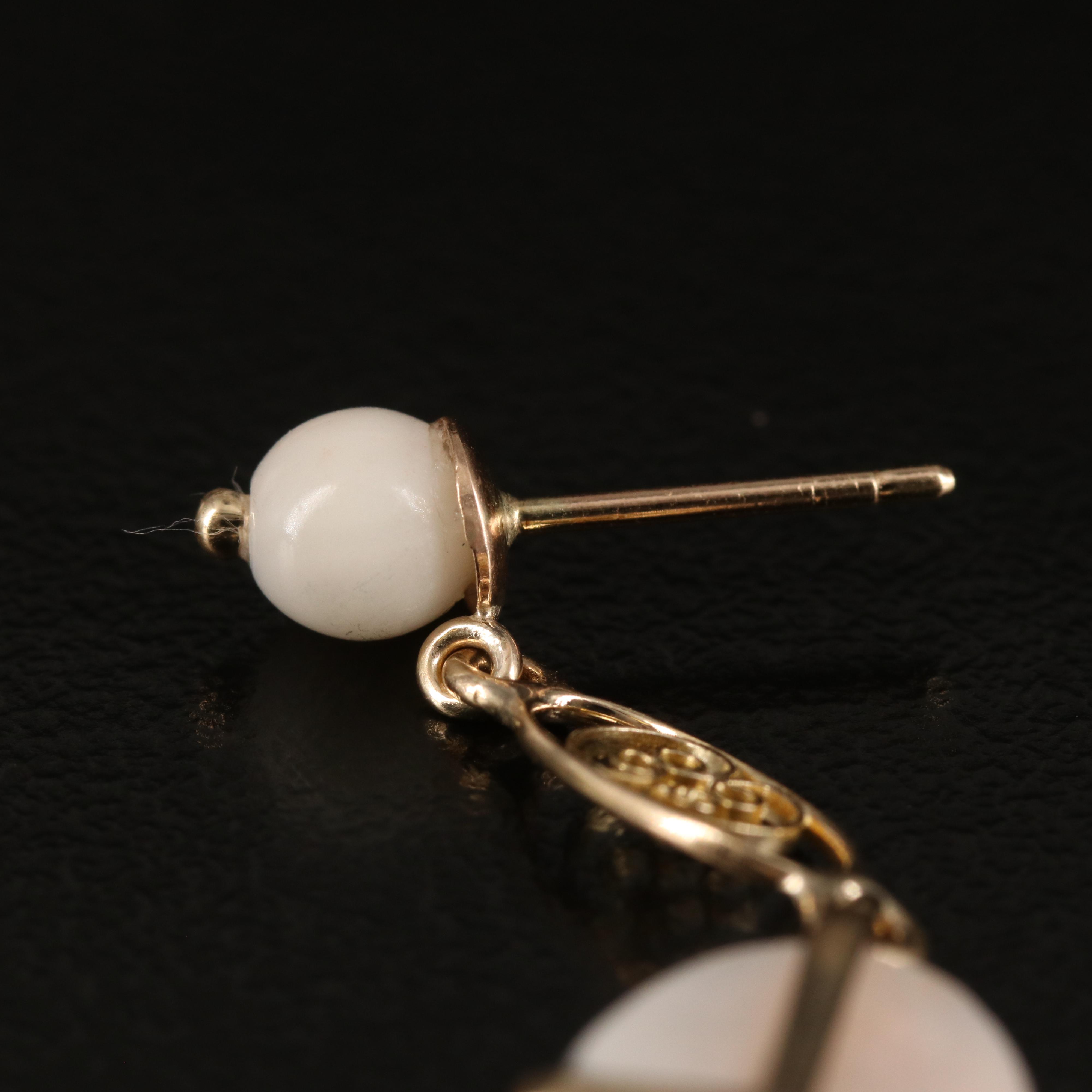 14K Carved Coral Earrings