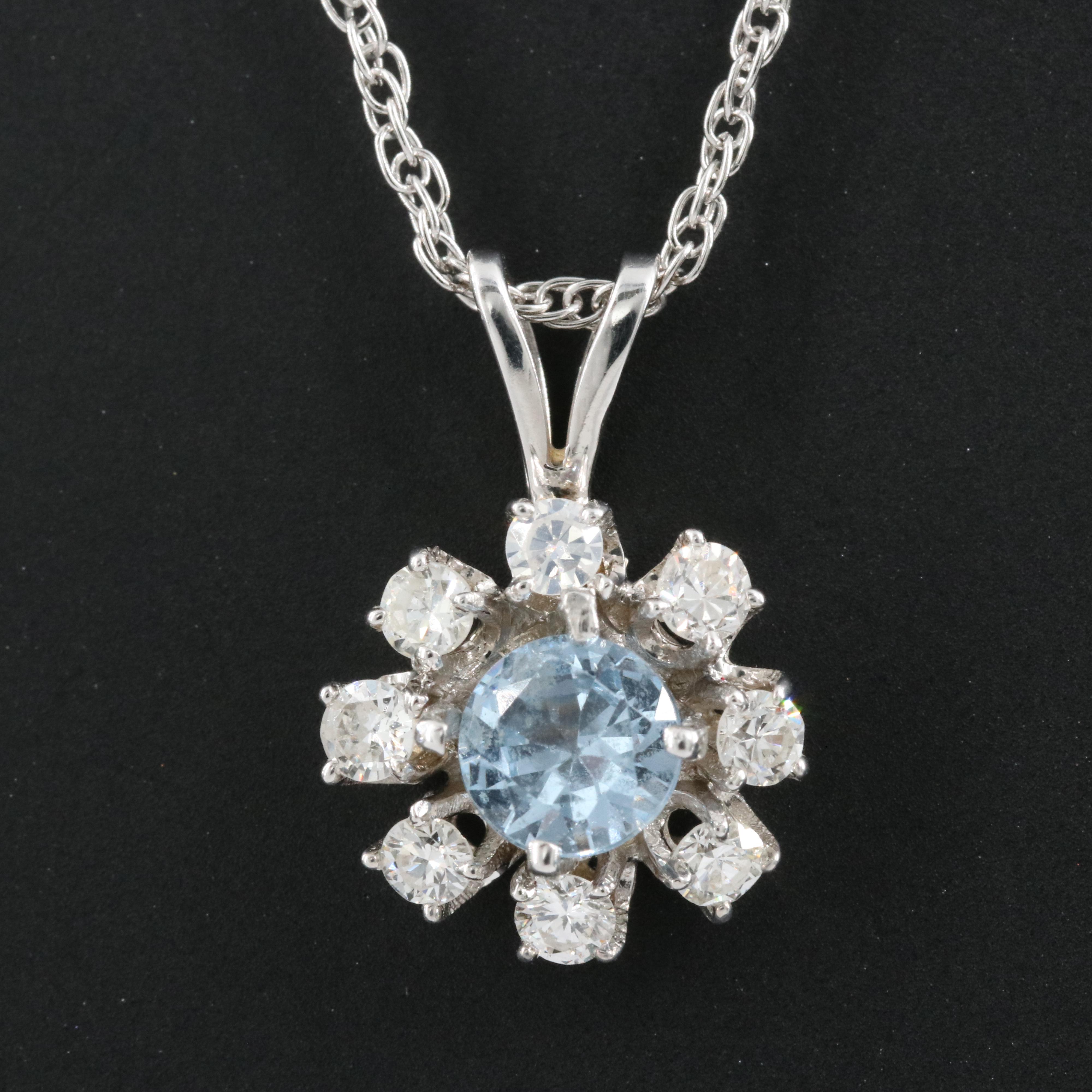 14K Spinel and Diamond Pendant Necklace
