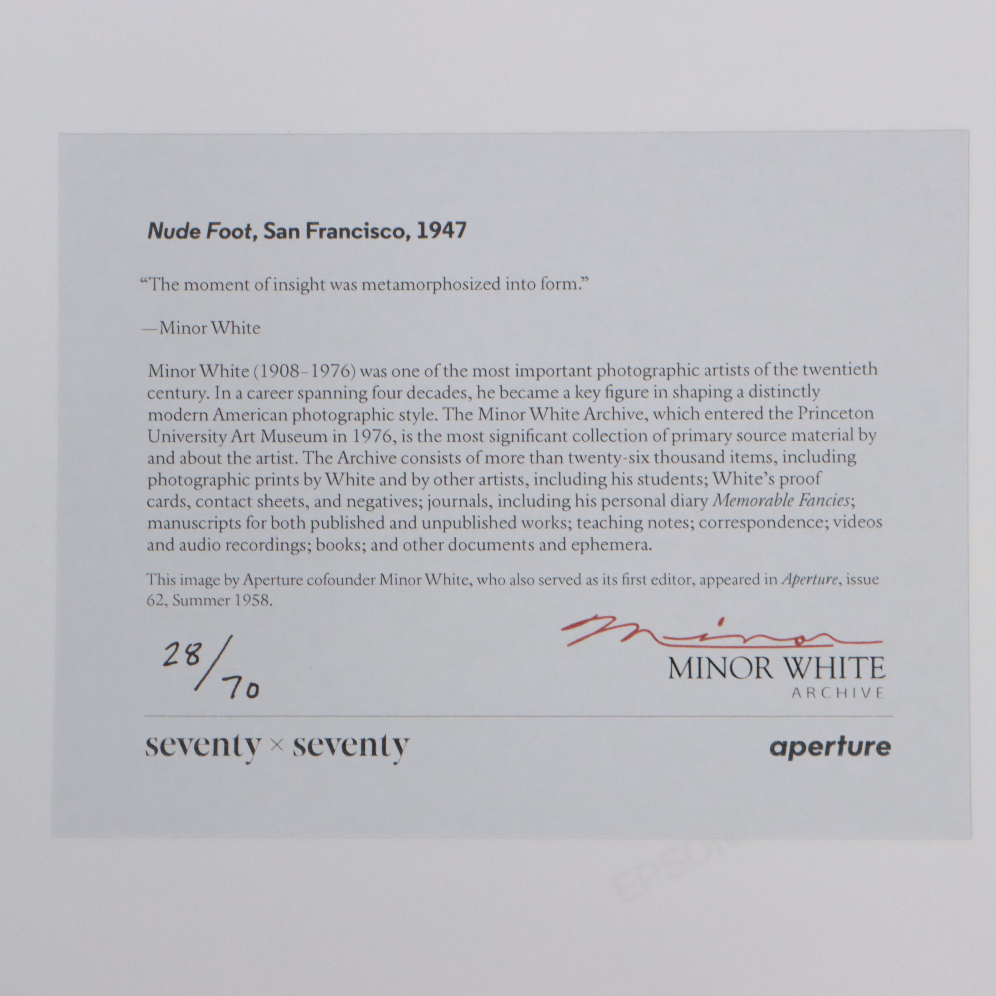 Minor White Digital Print "Nude Foot"