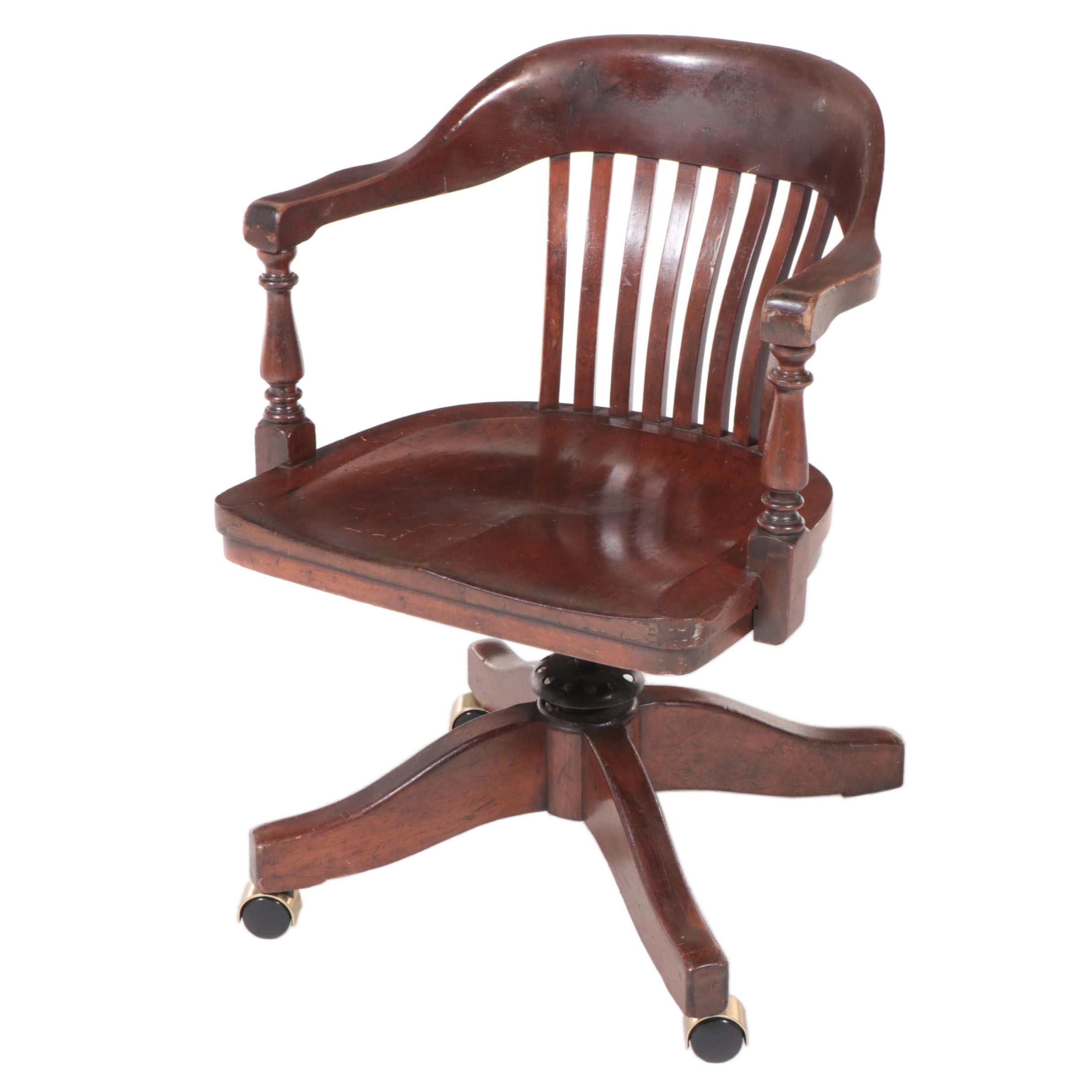 Amberg File & Index Co. Walnut Swivel-Tilt Desk Chair, Early 20th Century