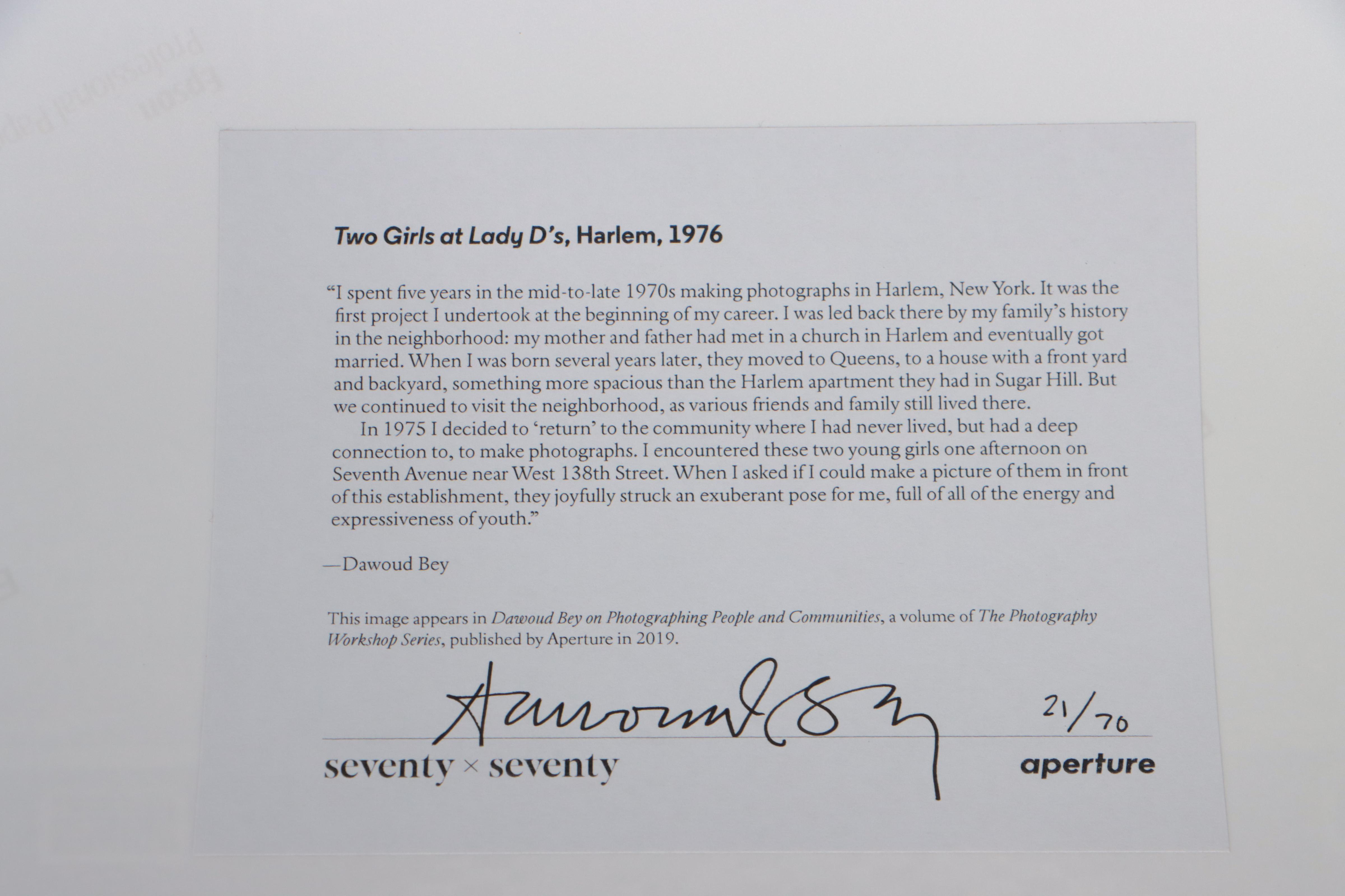 Dawoud Bey Digital Photograph "Two Girls at Lady D's, Harlem"