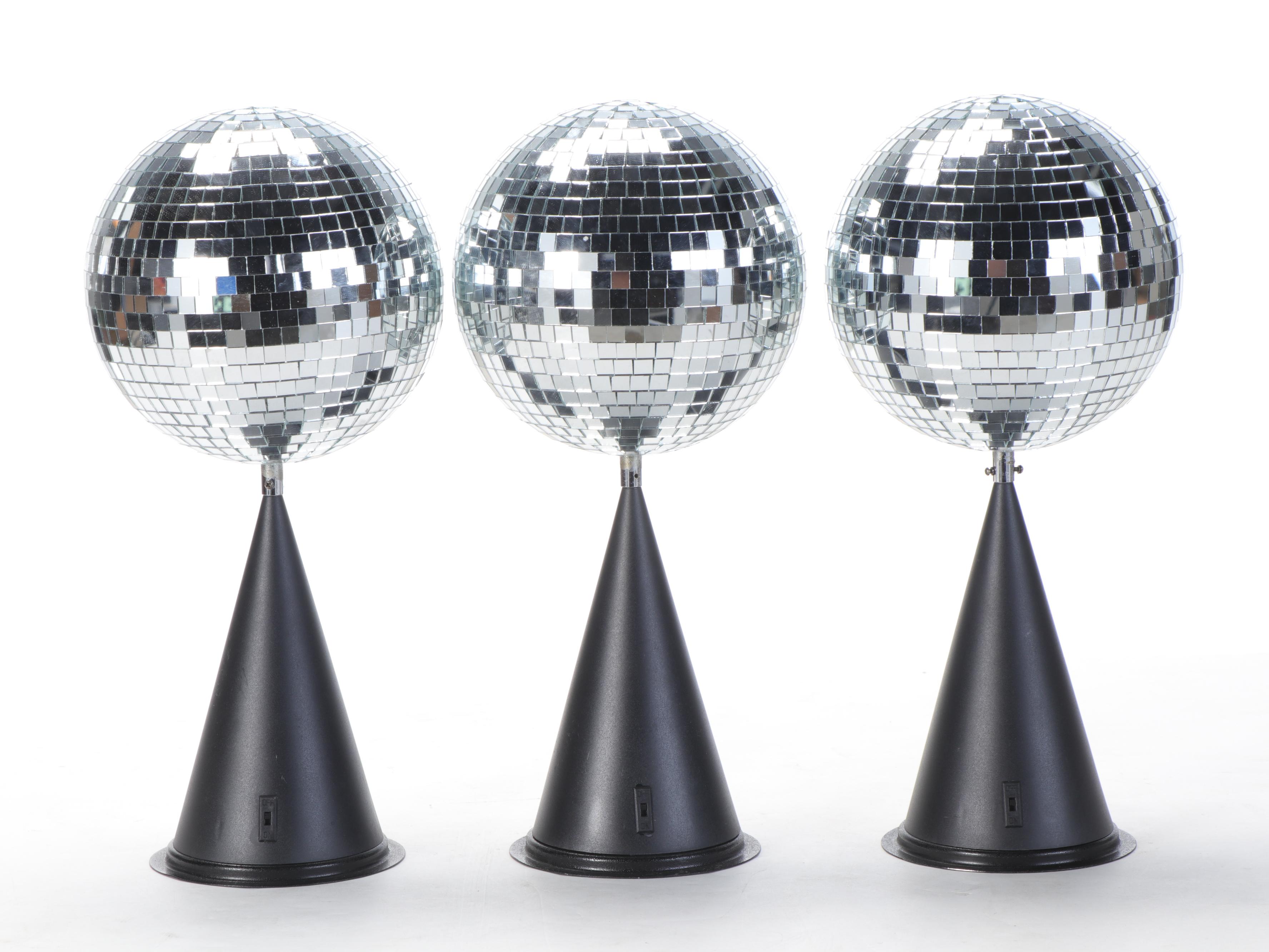 Tabletop Spinning Disco Balls With Hanging Disco Ball