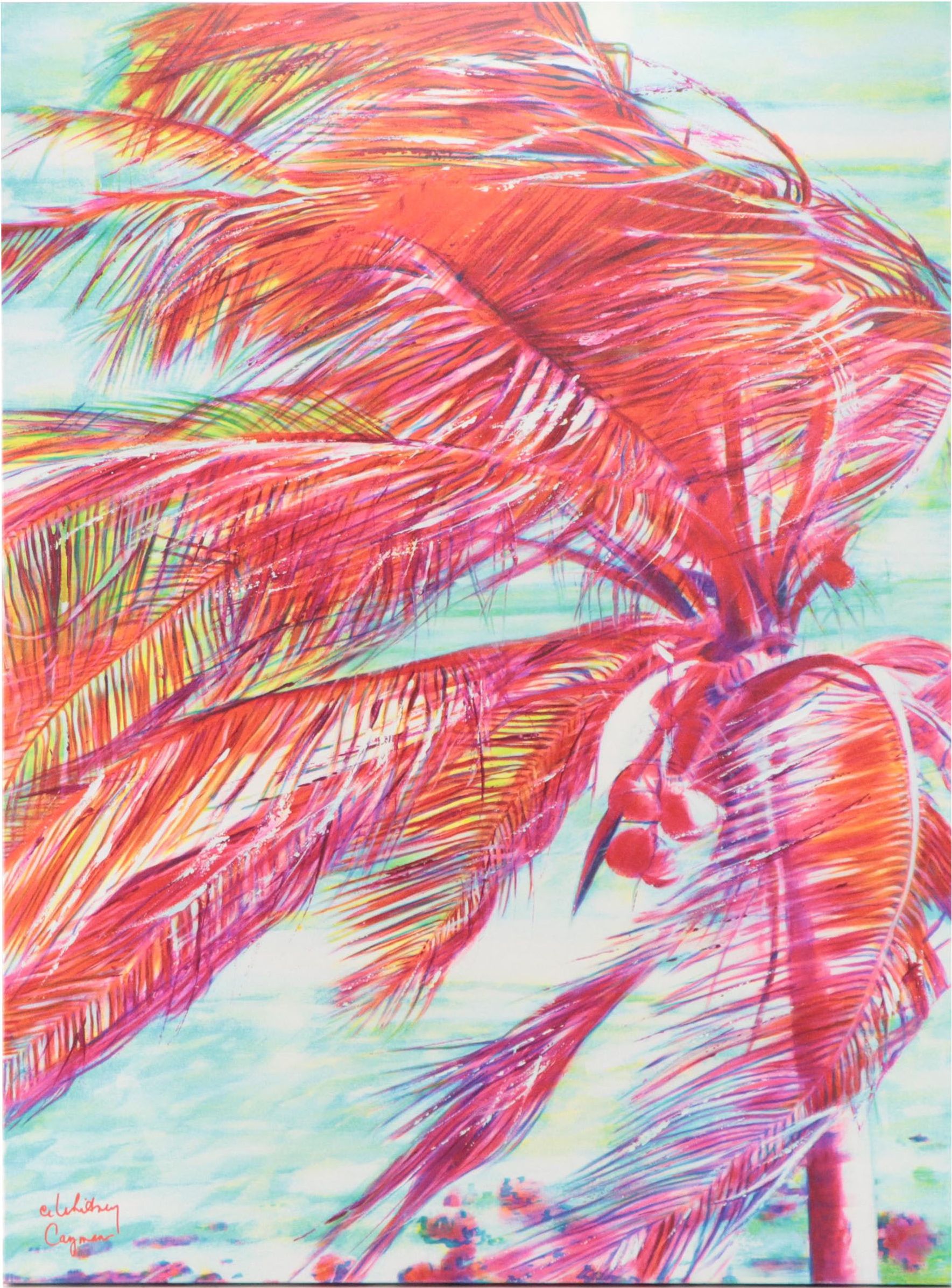 Giclée After CE Whitney "Pink Palm at North Side"
