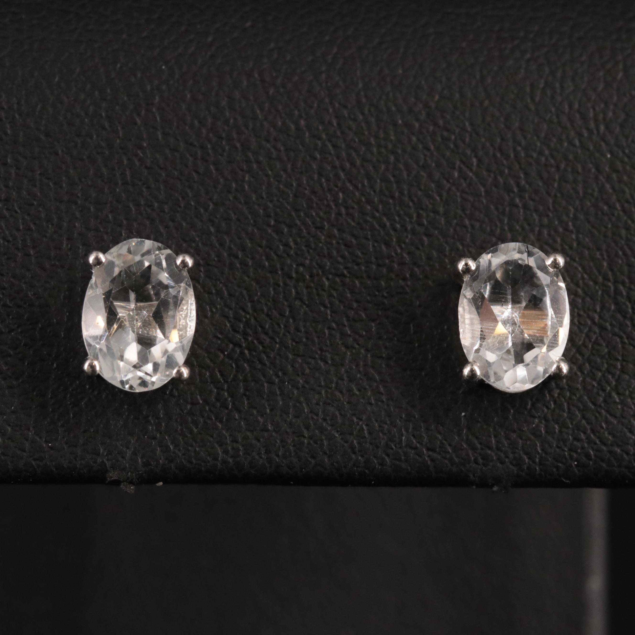 Gemstone Oval Stud Earrings