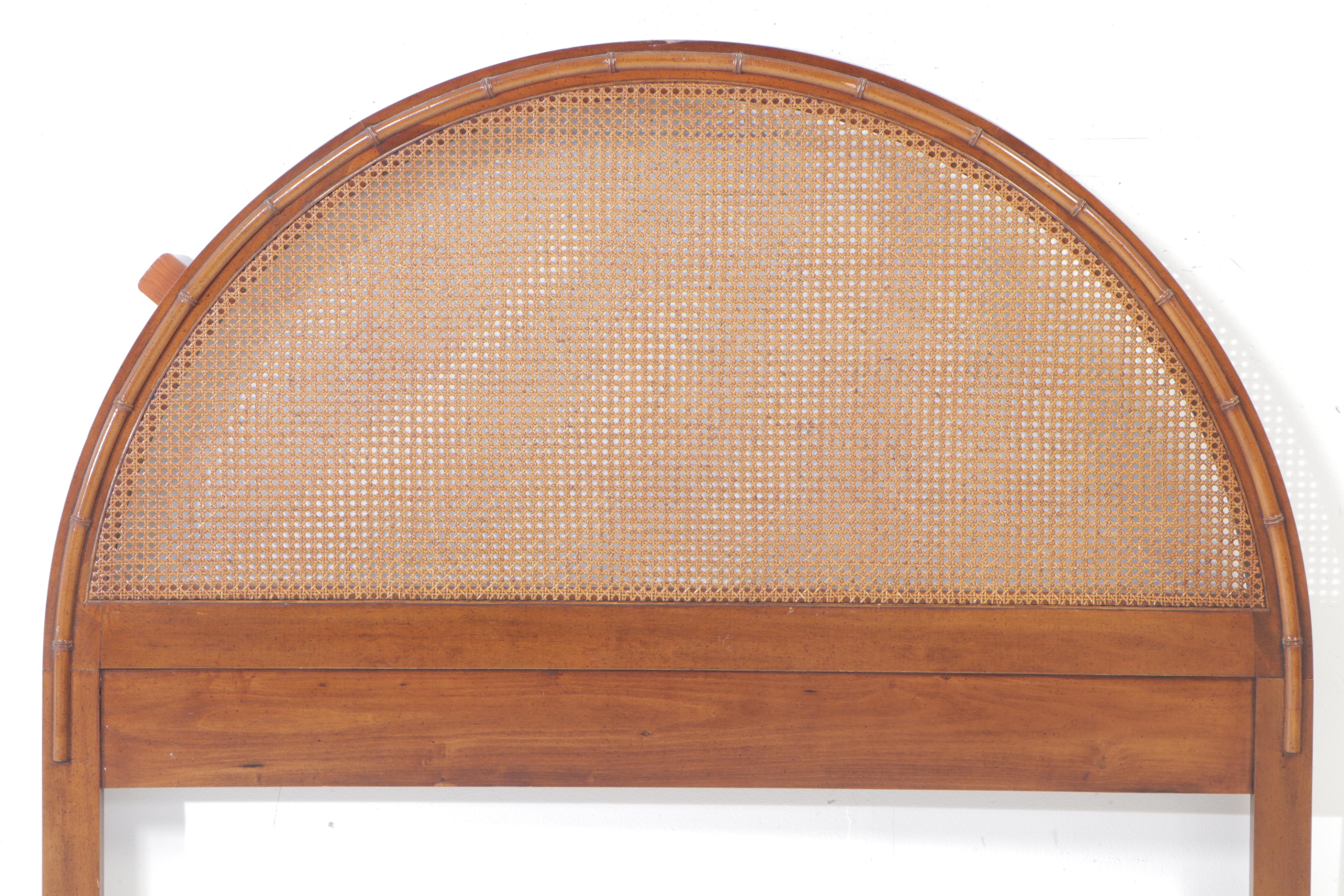 Simulated Bamboo and Caned Full/Queen Size Headboard, Mid to Late 20th Century