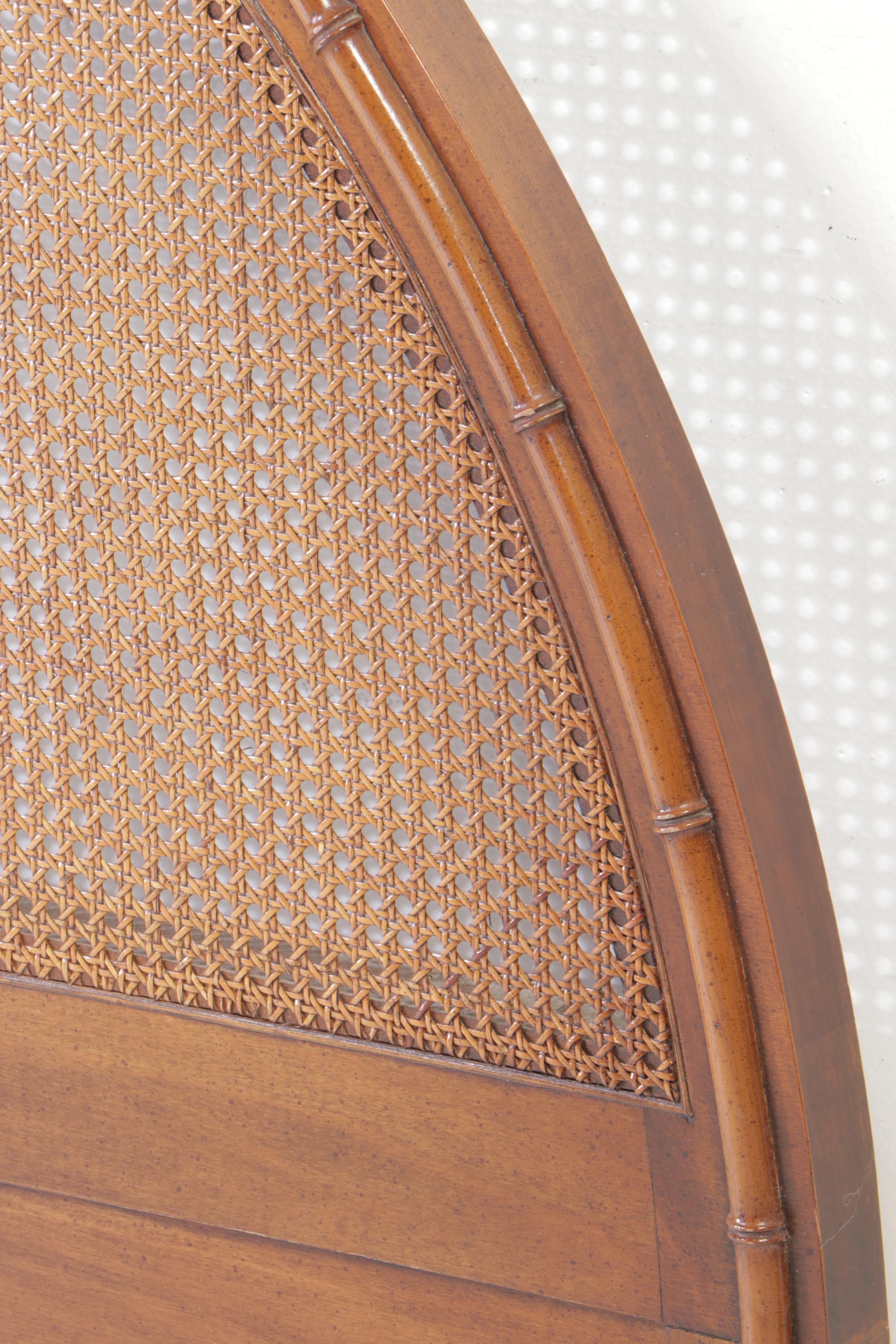 Simulated Bamboo and Caned Full/Queen Size Headboard, Mid to Late 20th Century