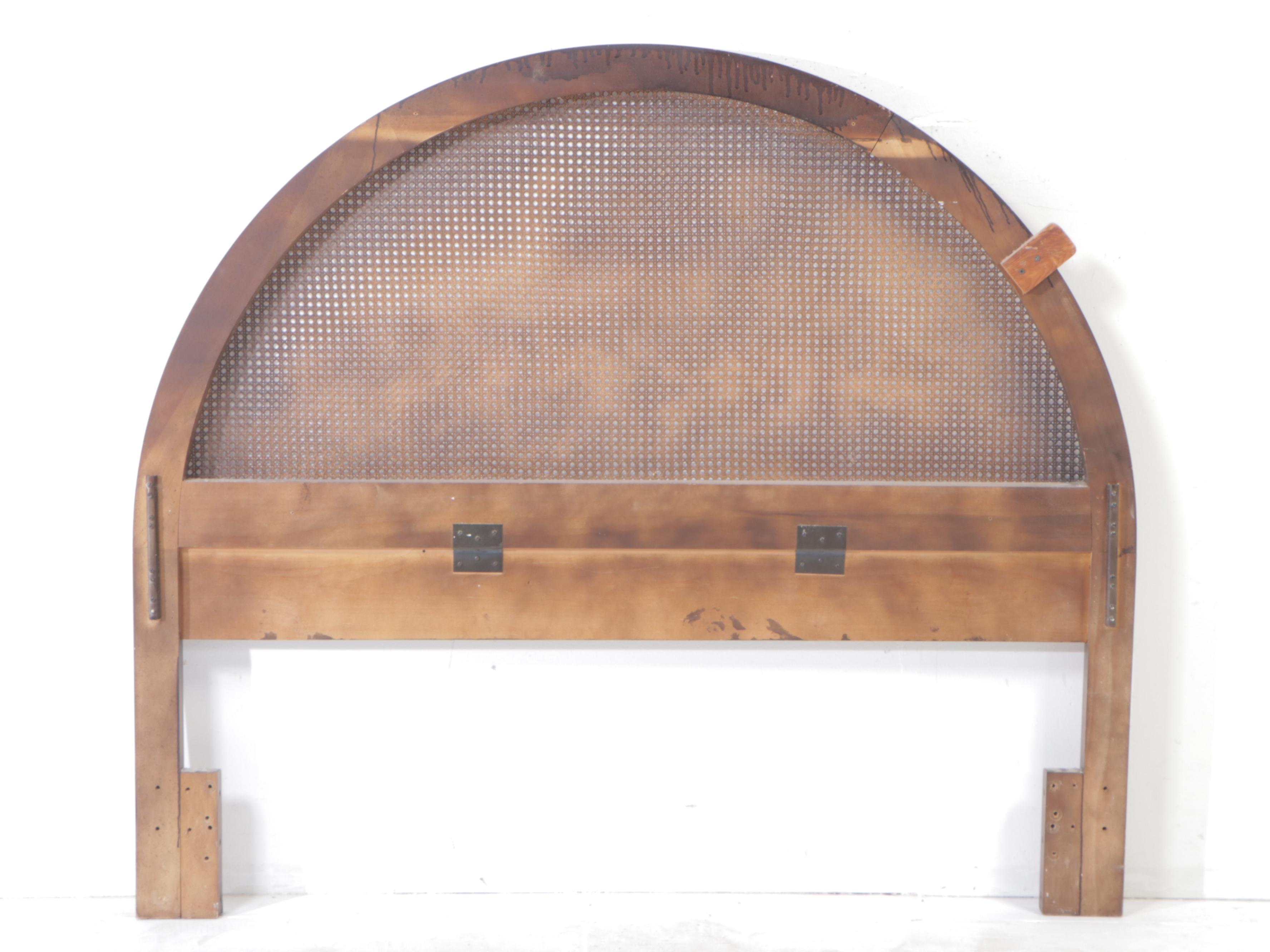 Simulated Bamboo and Caned Full/Queen Size Headboard, Mid to Late 20th Century