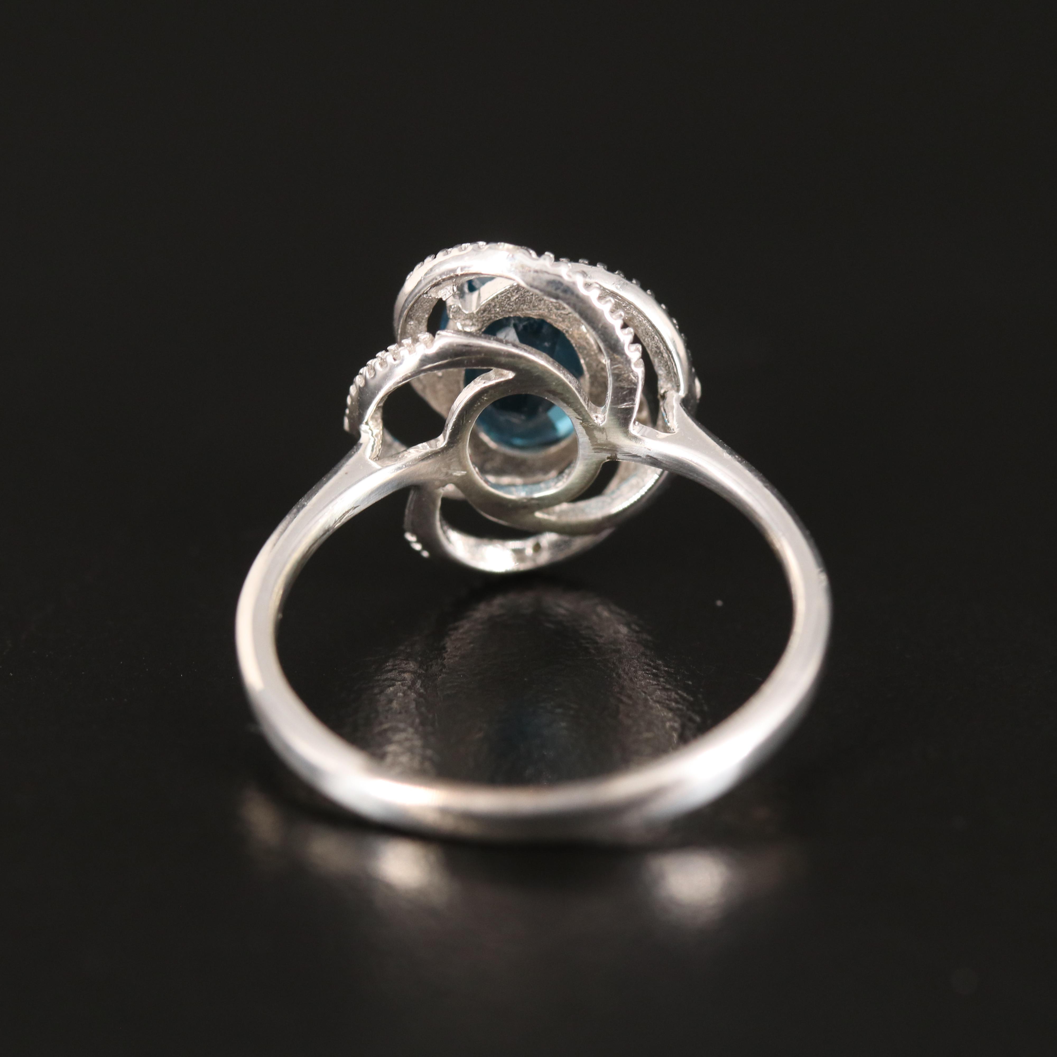 9K Gold London Blue Topaz and Diamond Ring