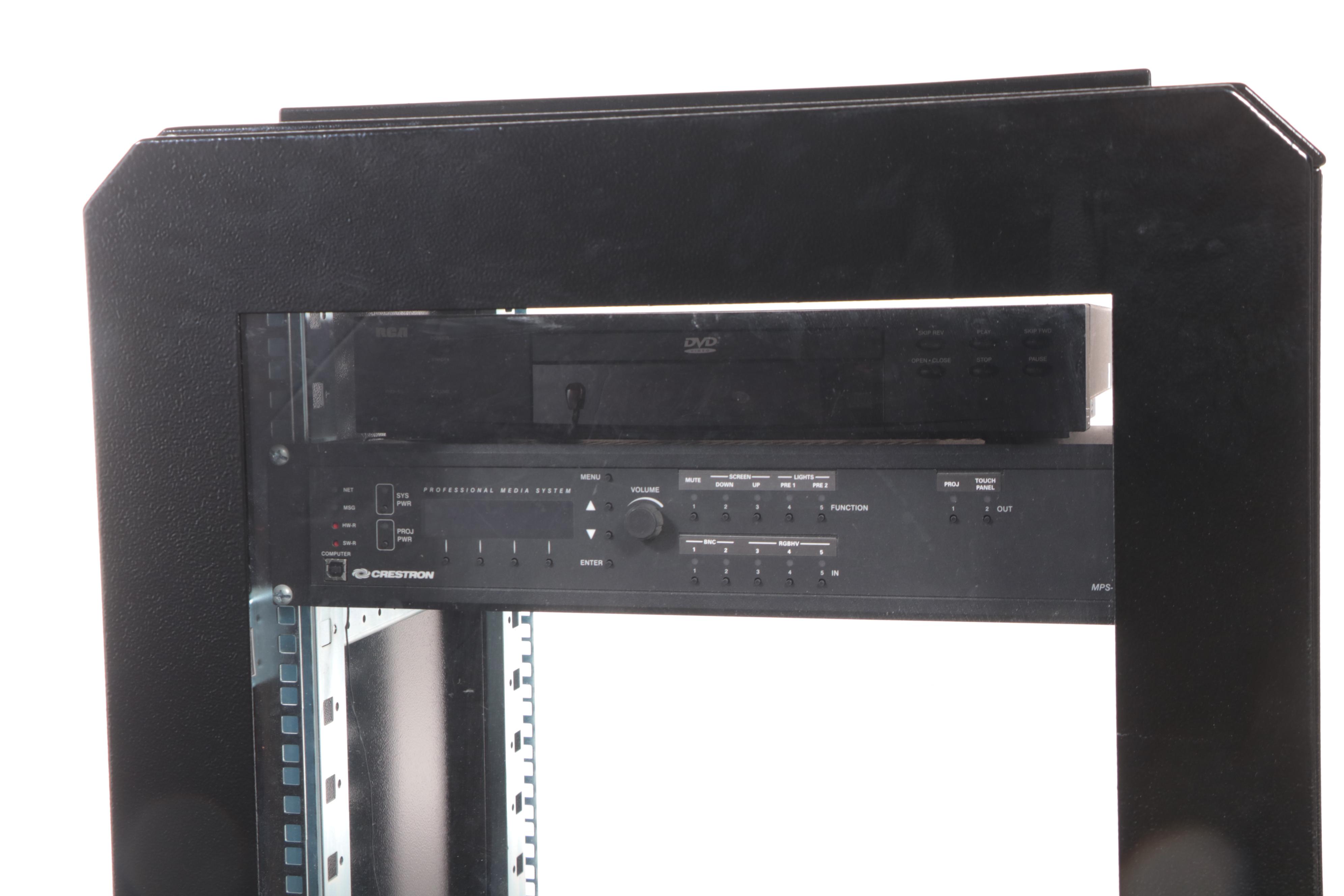 Crestron MPS-100 Professional Media System Control, RCA DVD Player,  Rack
