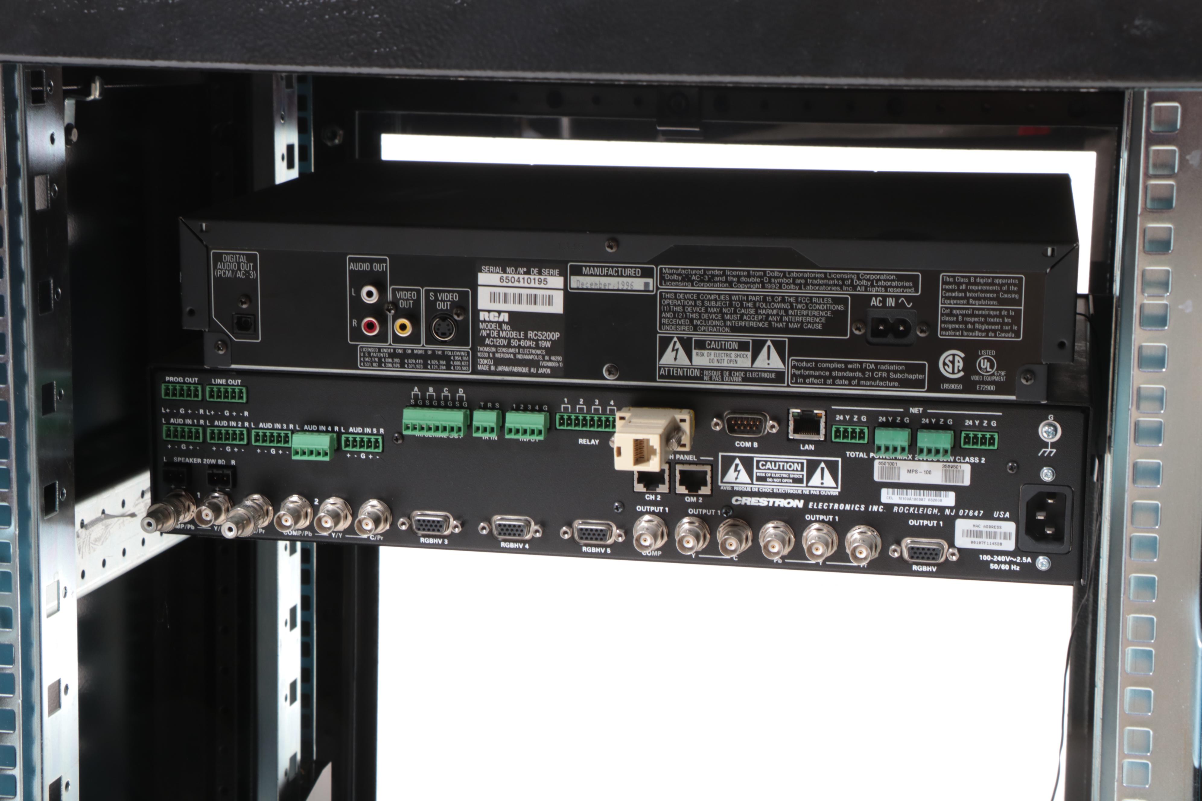 Crestron MPS-100 Professional Media System Control, RCA DVD Player,  Rack