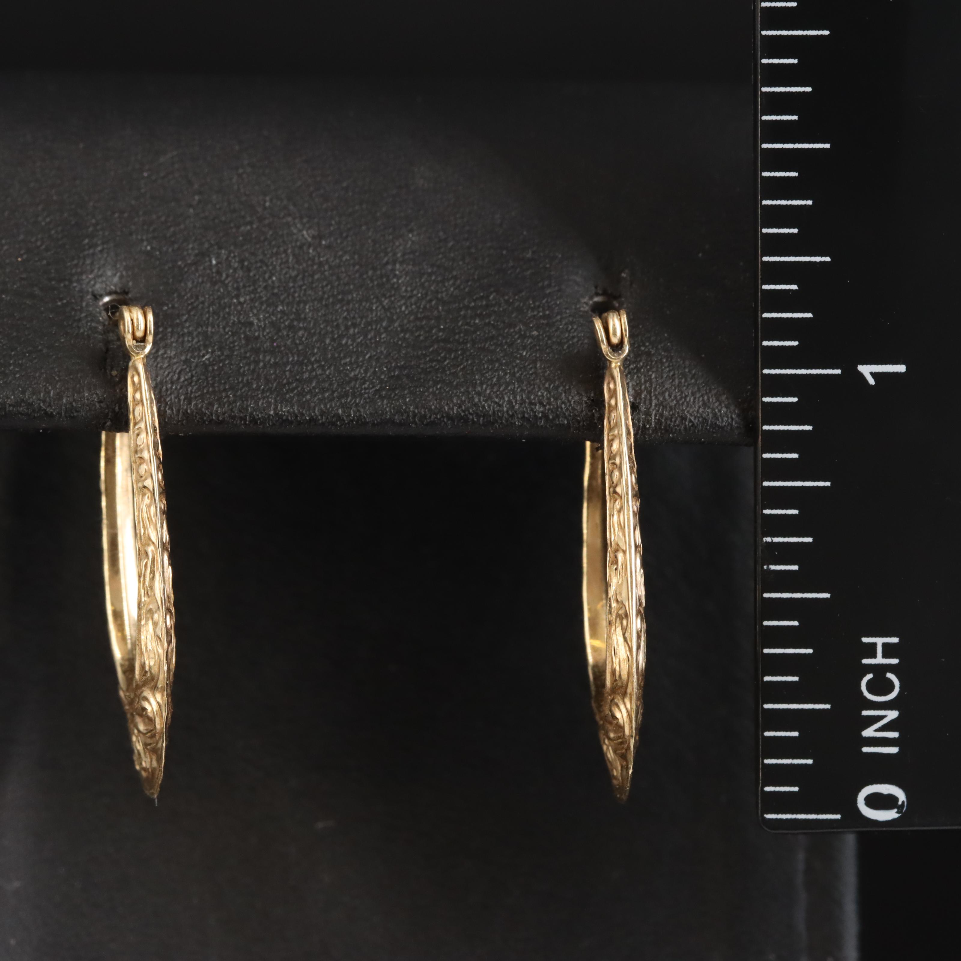 14K Elongated Hoop Earrings