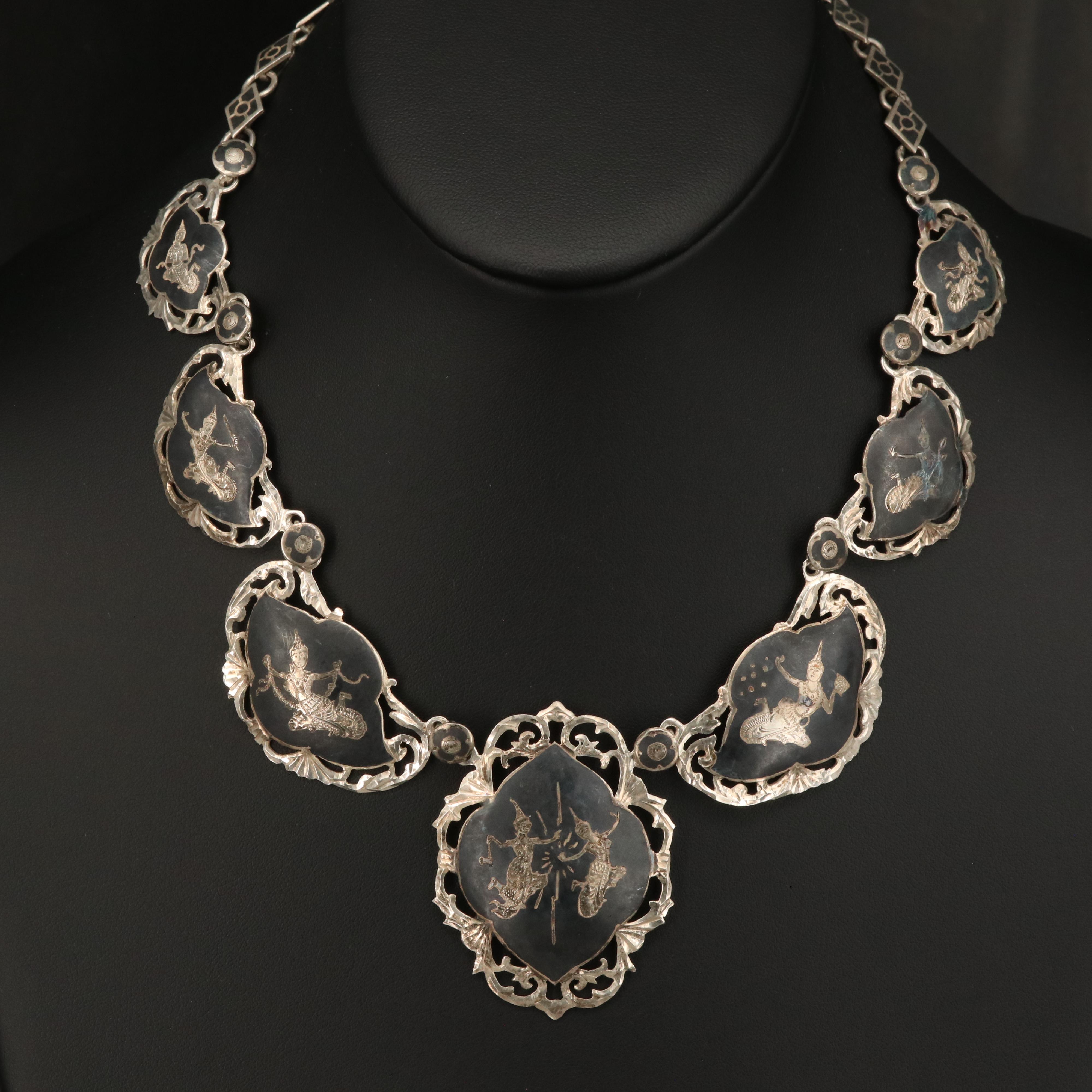 Vintage Siam Sterling and Neillo Necklace