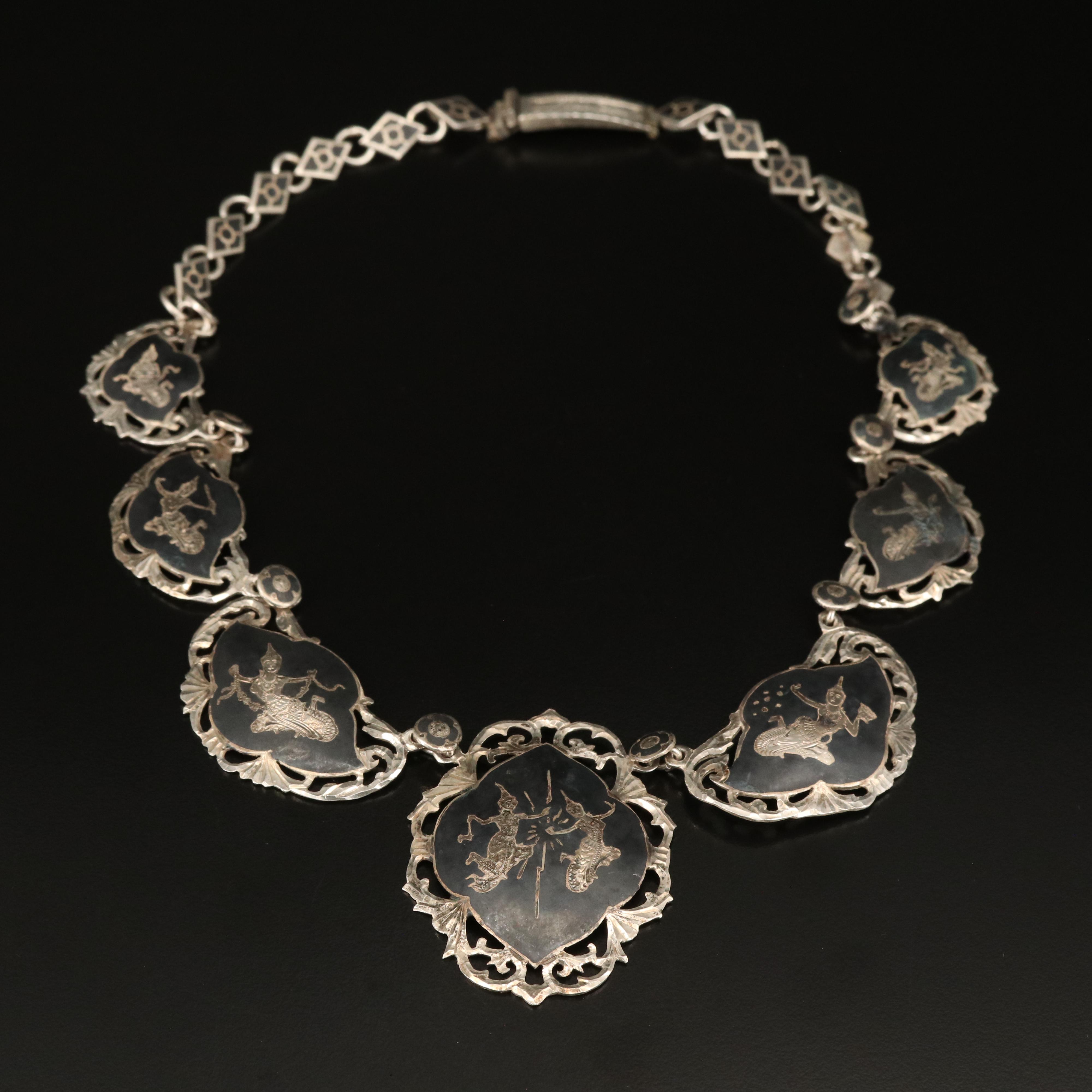 Vintage Siam Sterling and Neillo Necklace