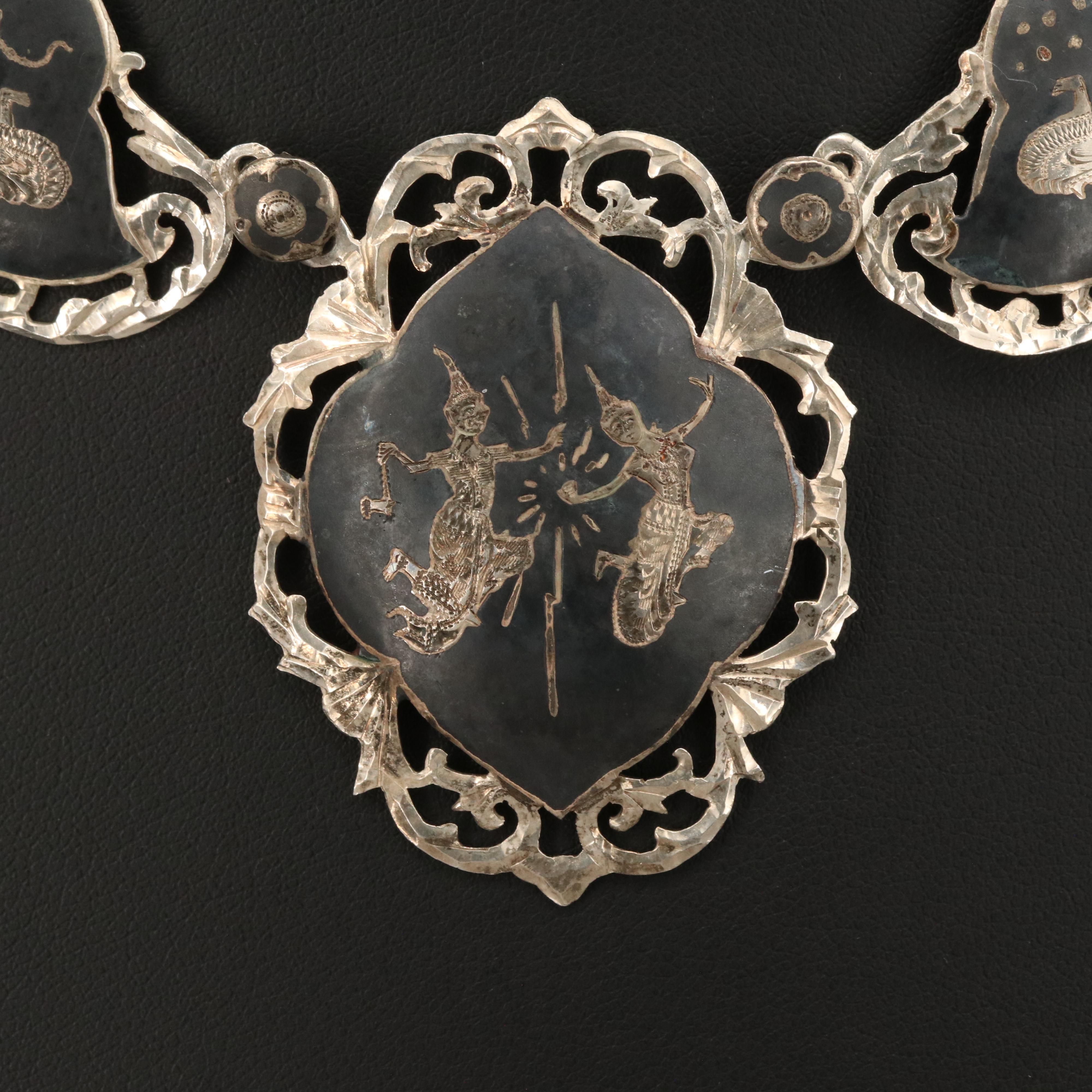 Vintage Siam Sterling and Neillo Necklace
