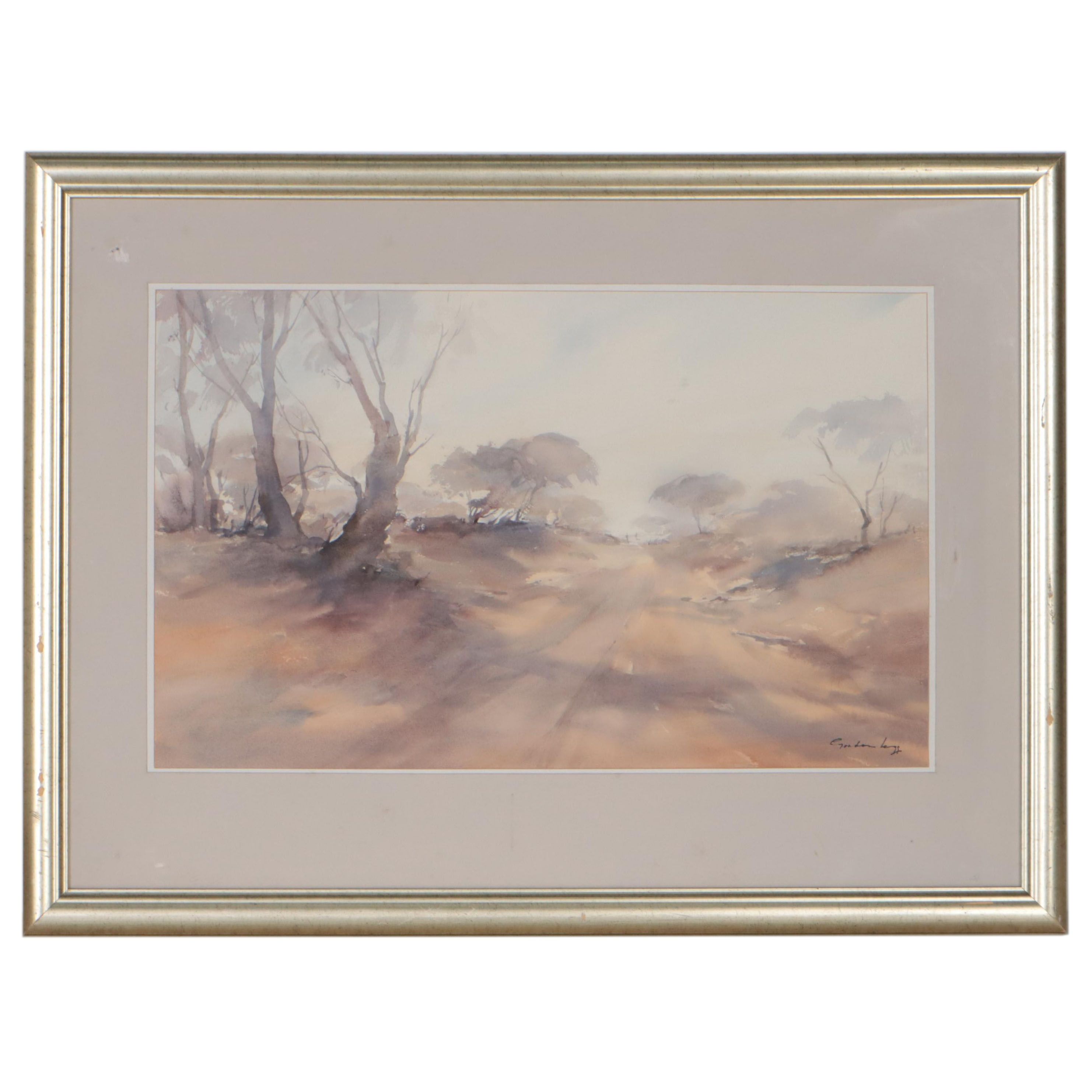 Gordon Legg Landscape Watercolor Painting of Banghoek, South Africa