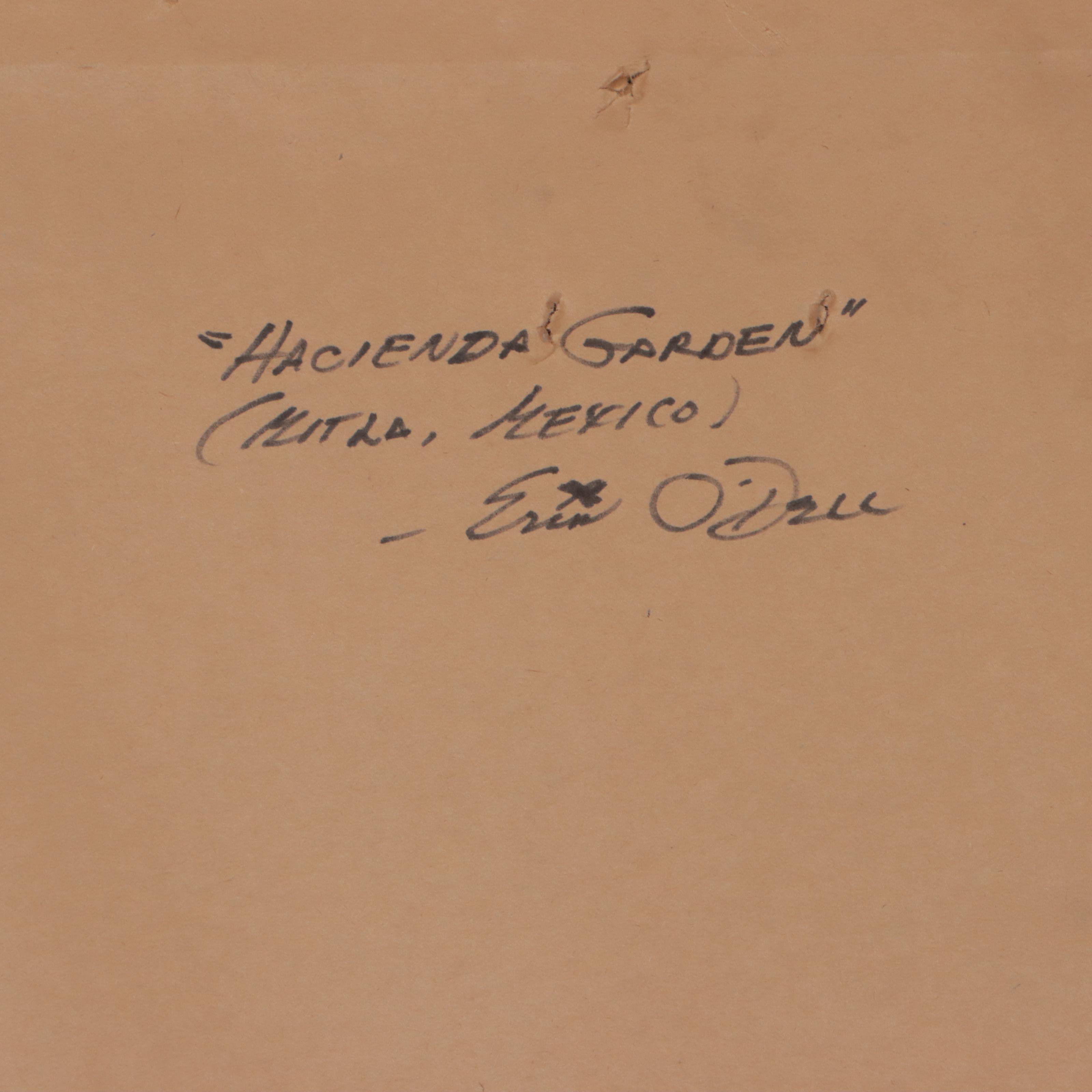 Erin O'Dell Watercolor Painting "Hacienda Garden" Late 20th Century