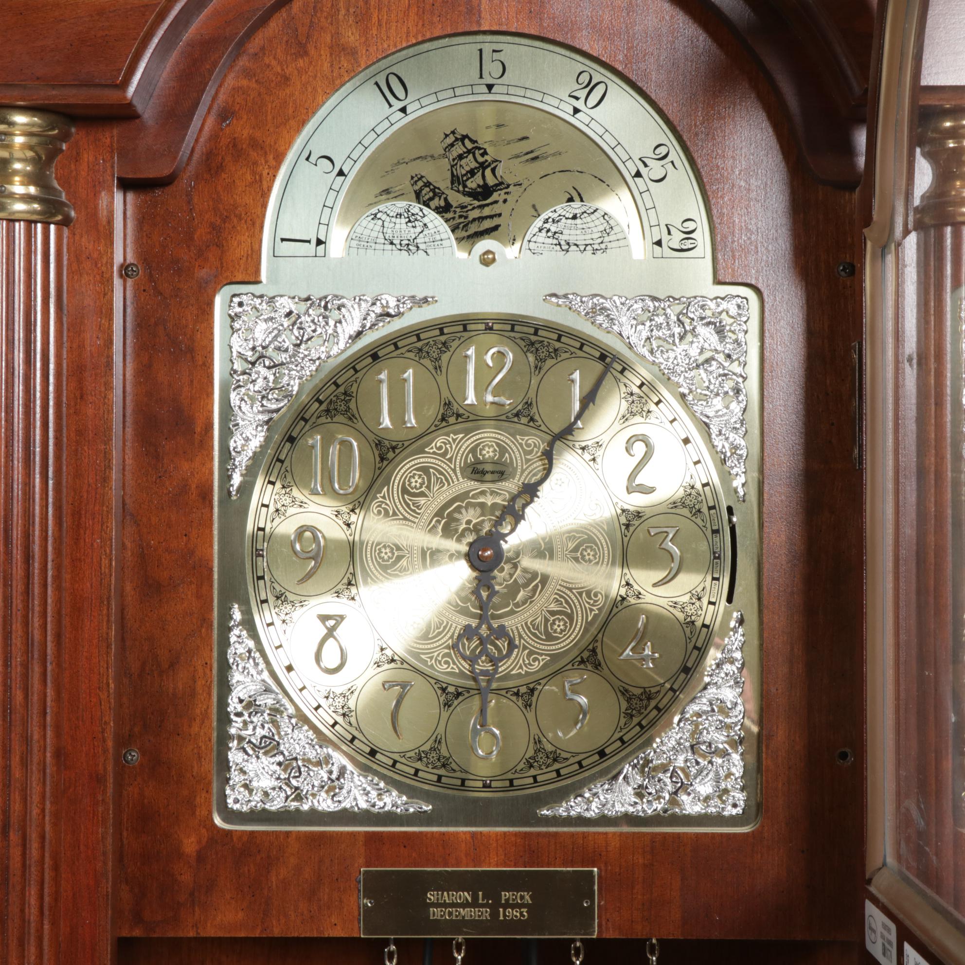 Ridgeway Federal Style No. 241 Cherry Grandfather Clock, 1983