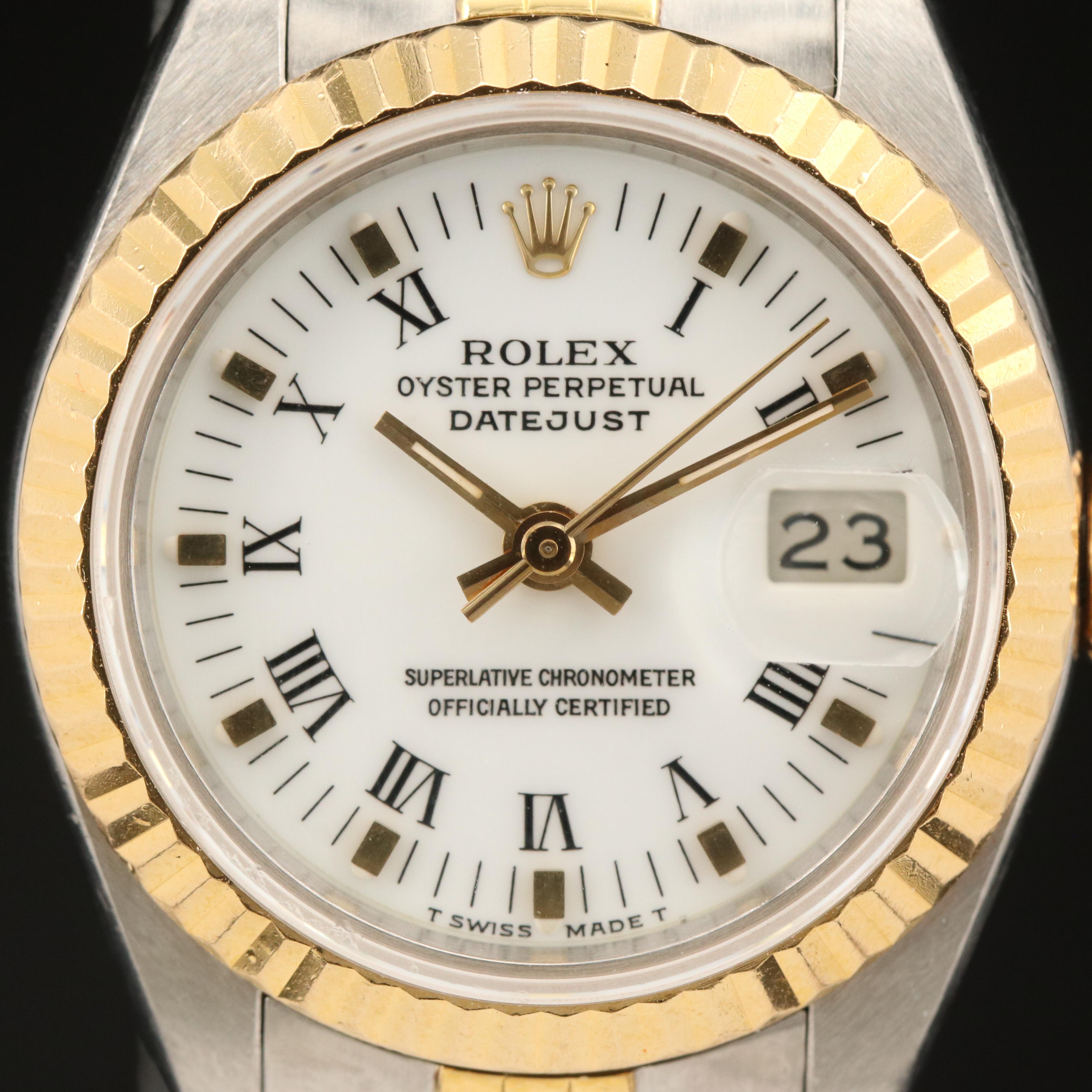 1990 Rolex 18K and Stainless Steel Oyster Perpetual Datejust Watch