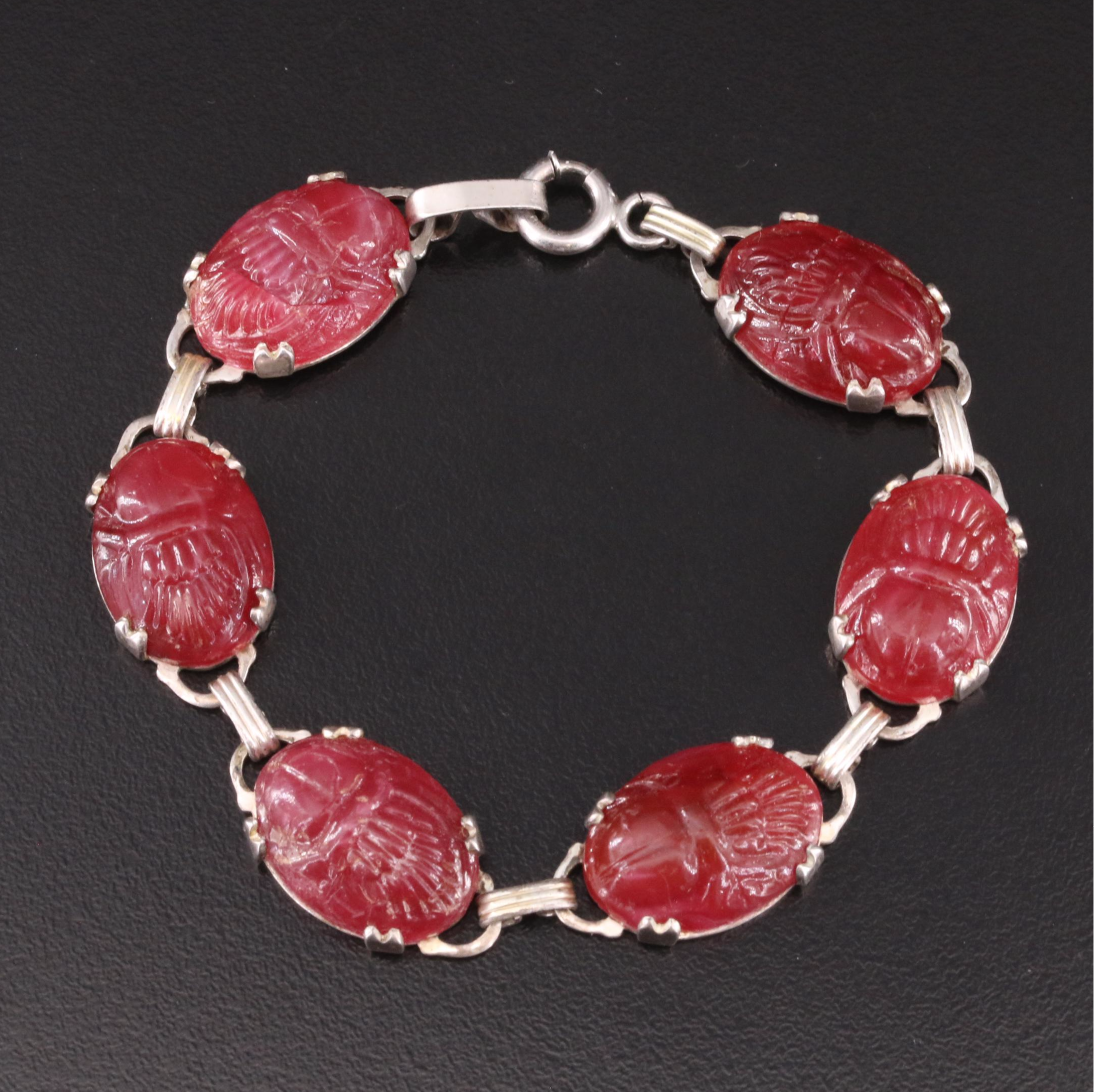 Vintage Sterling Scarab Bracelet