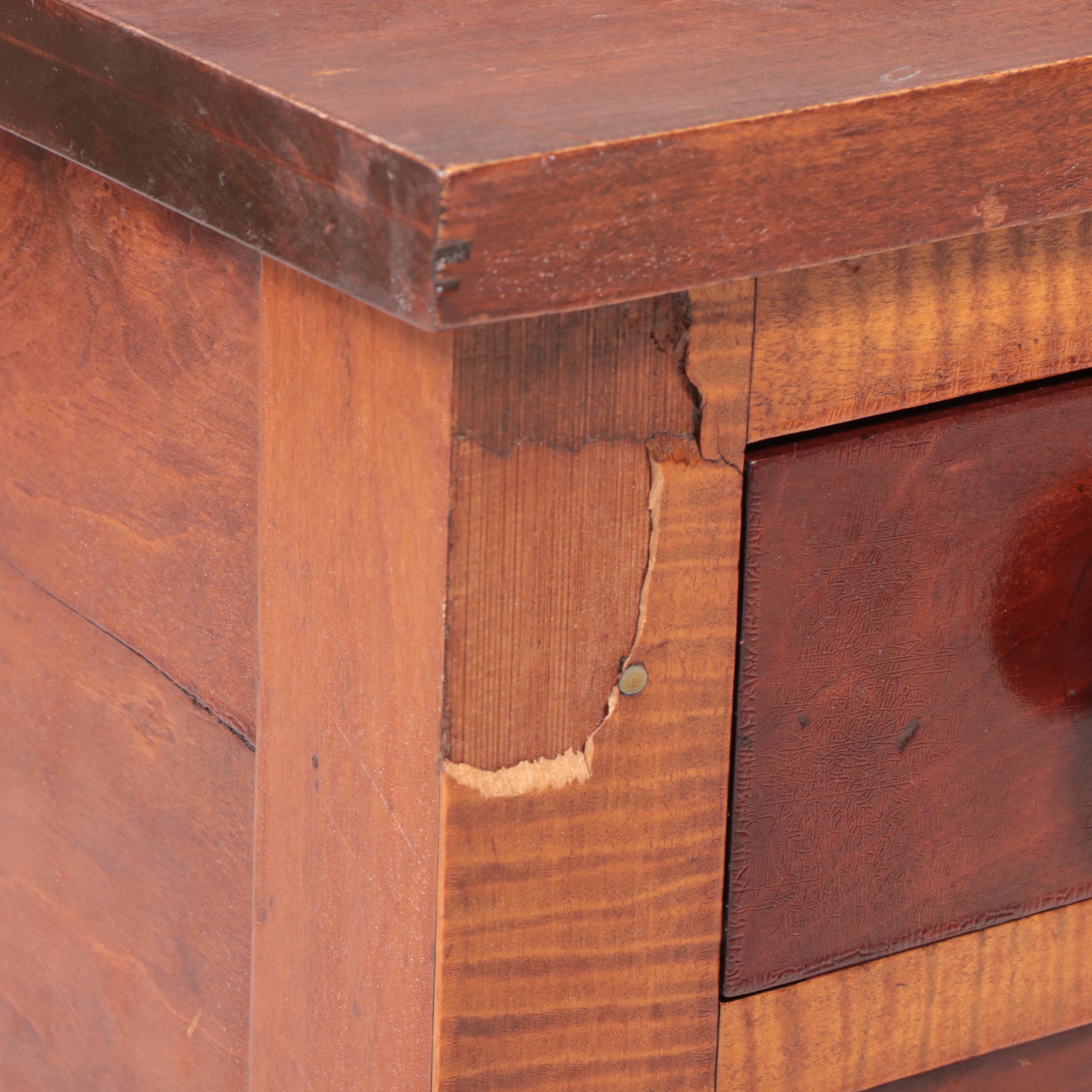 American Curly Maple and Walnut Work Table, Mid-19th Century