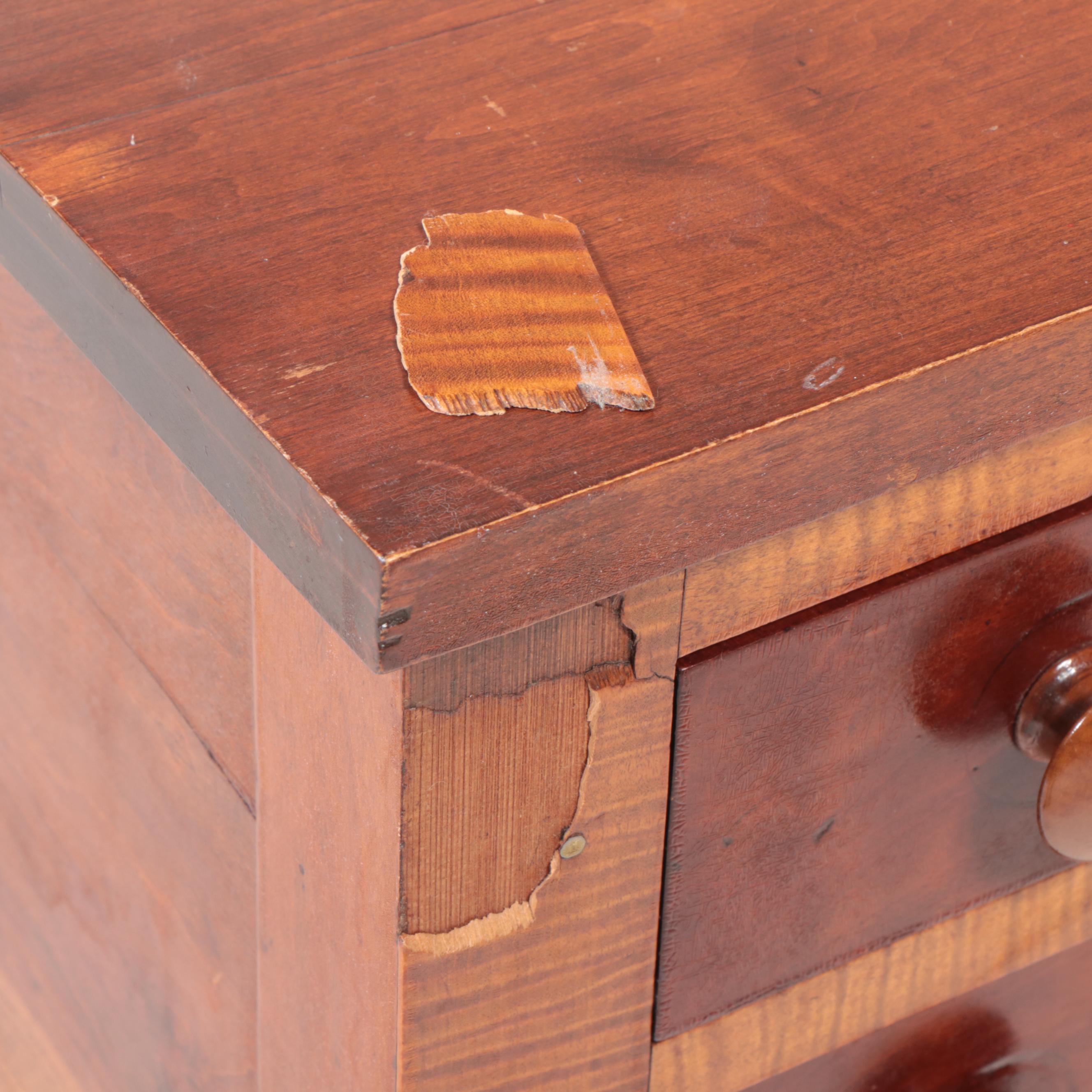 American Curly Maple and Walnut Work Table, Mid-19th Century