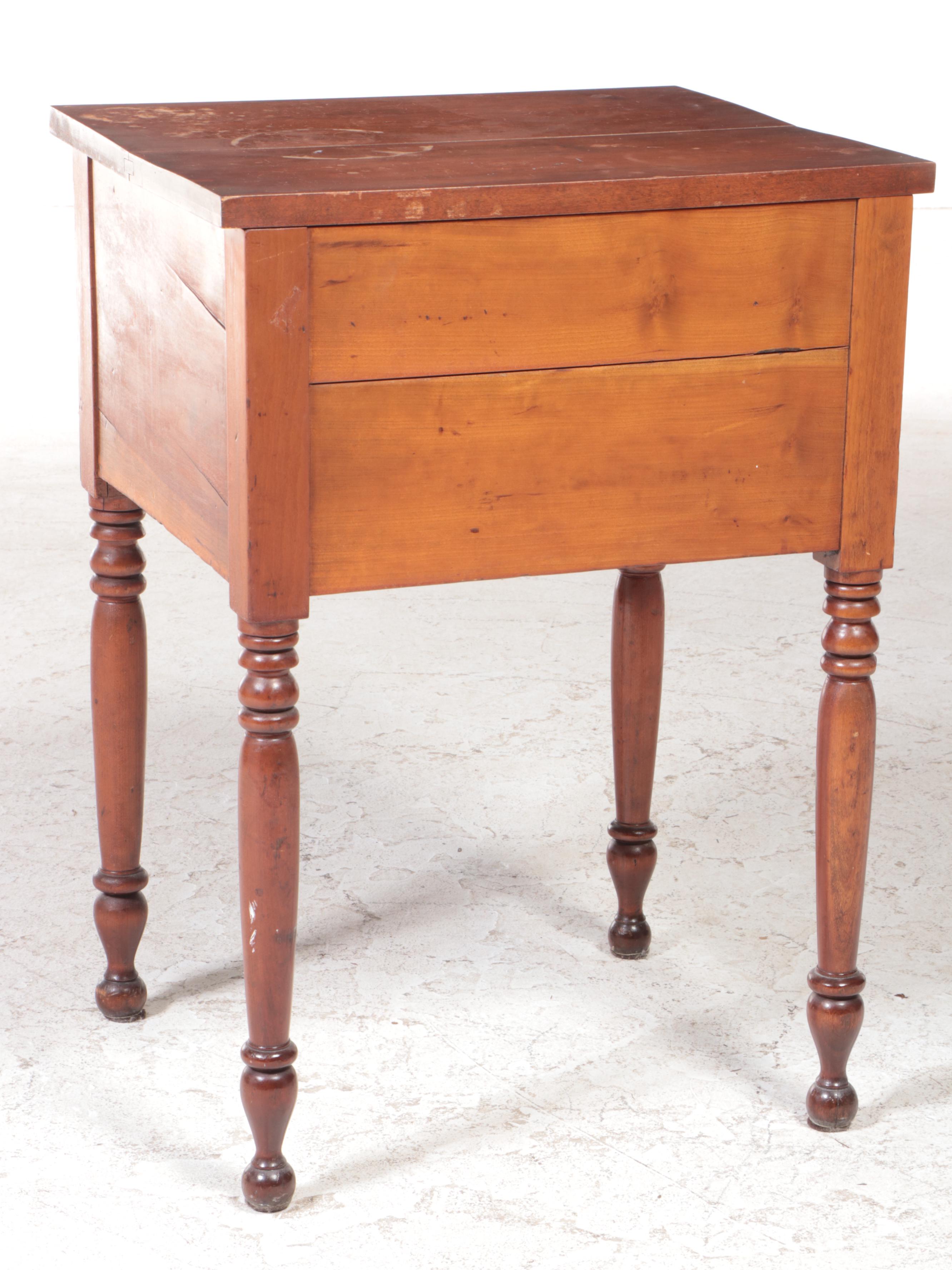 American Curly Maple and Walnut Work Table, Mid-19th Century