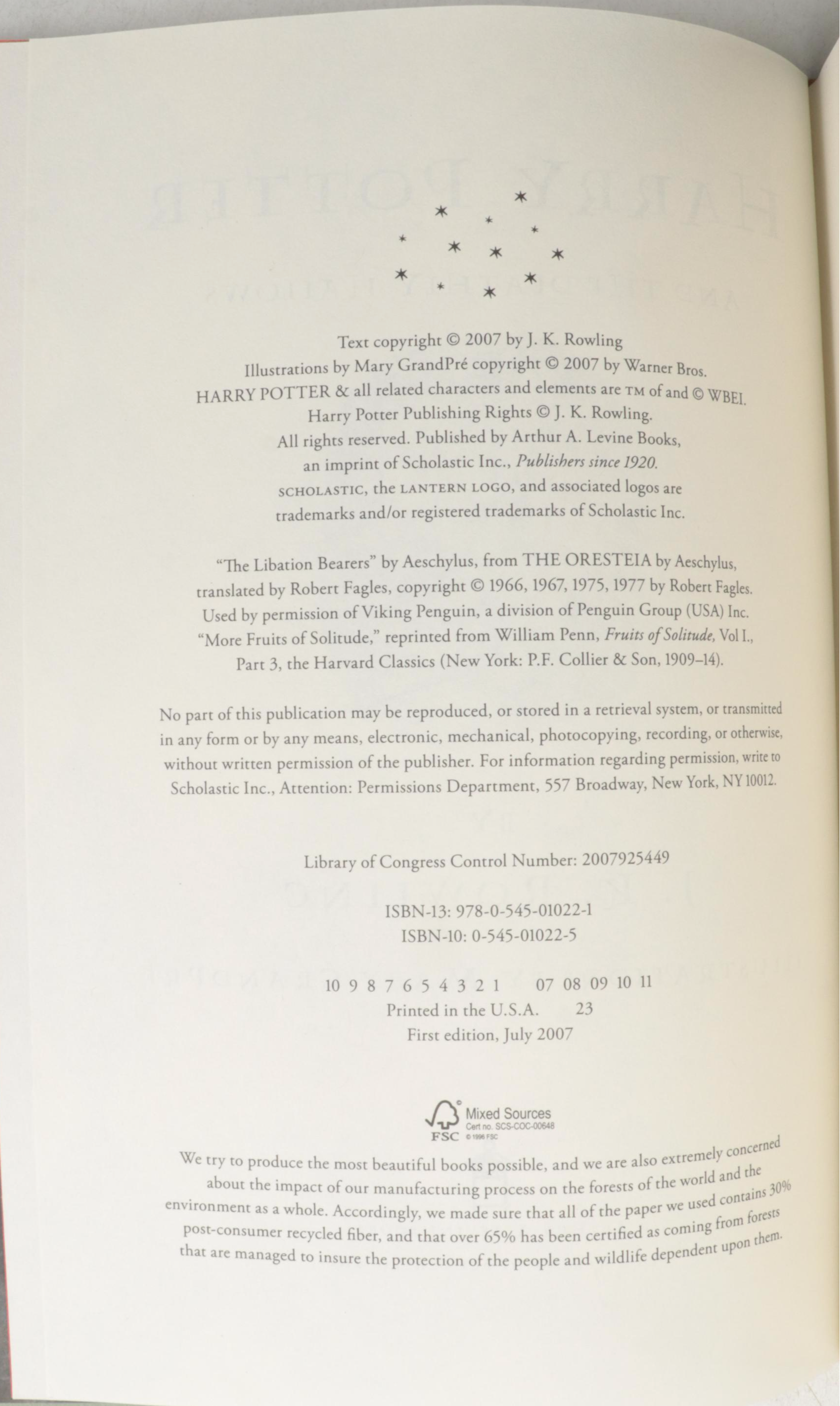 First American Edition "Harry Potter" Complete Series by J. K. Rowling