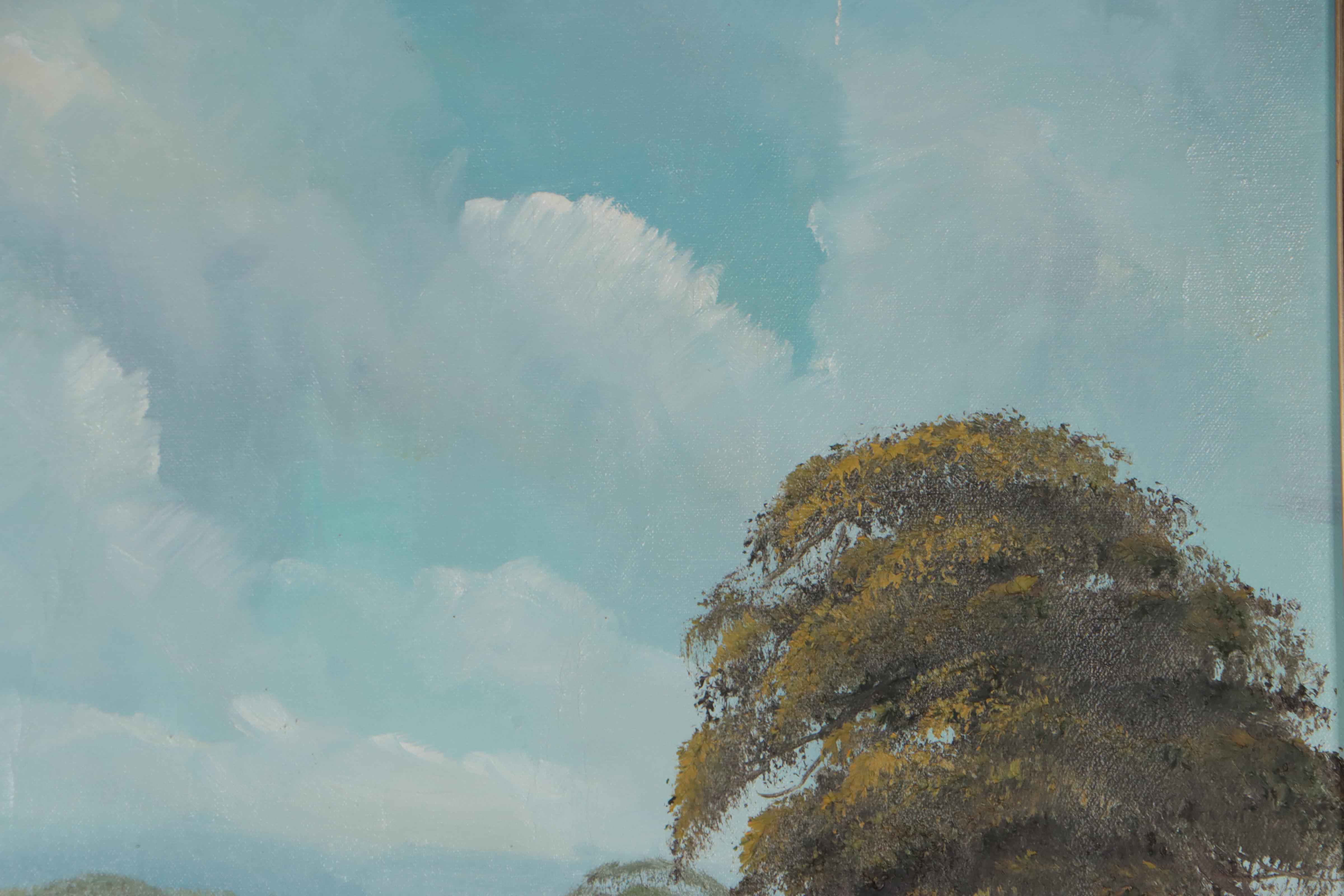 Countryside Landscape Oil Painting, Late 20th Century