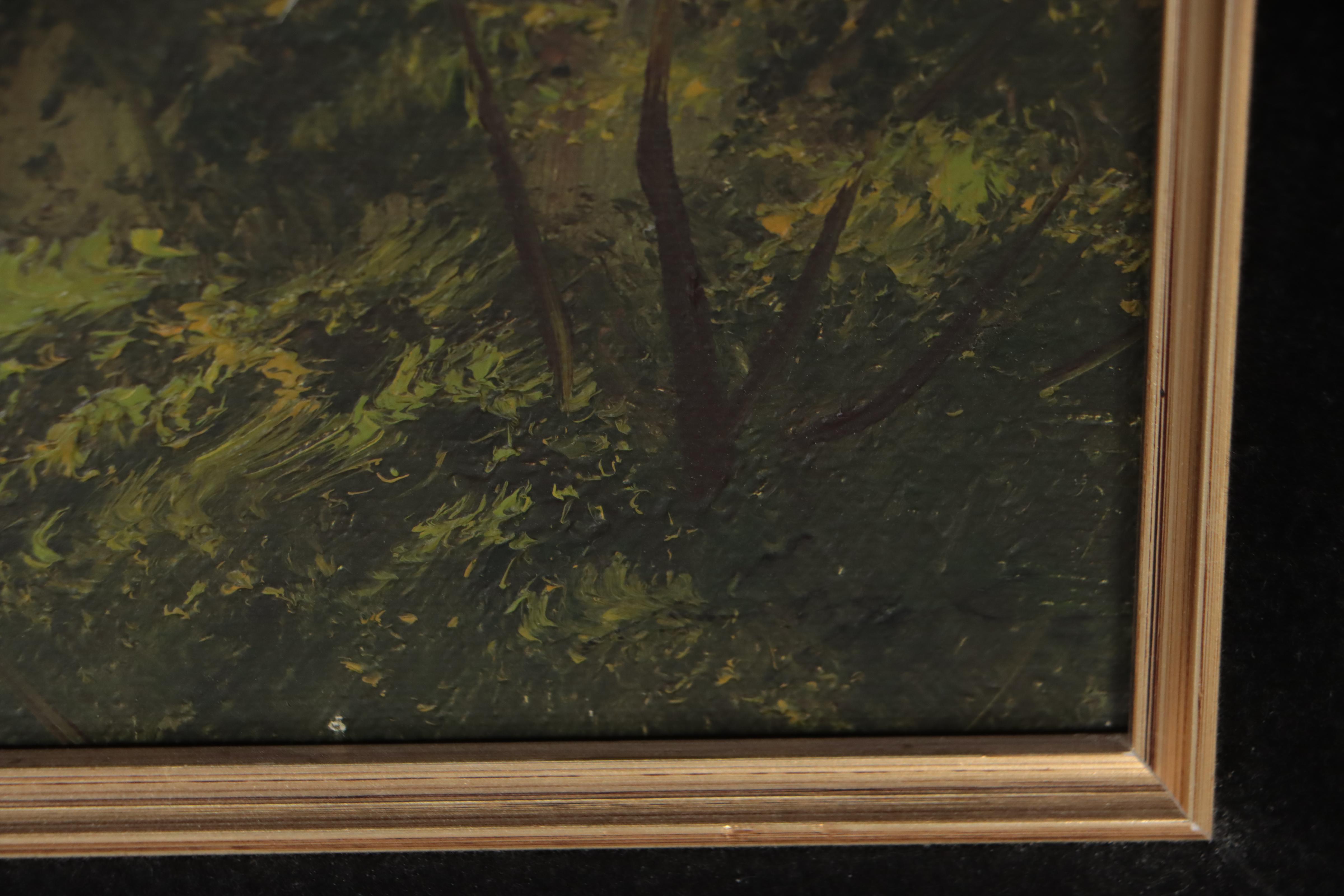 Countryside Landscape Oil Painting, Late 20th Century