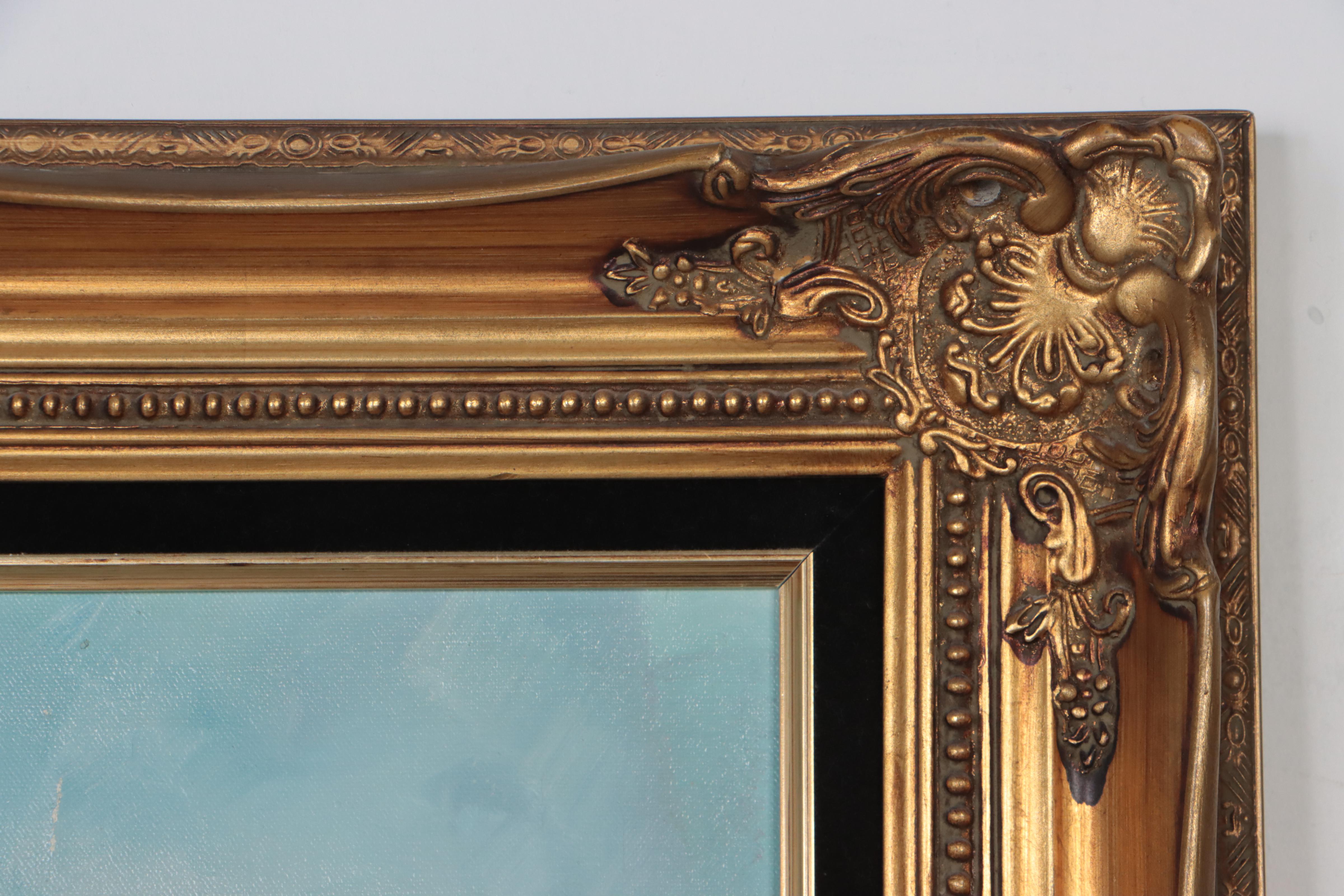 Countryside Landscape Oil Painting, Late 20th Century