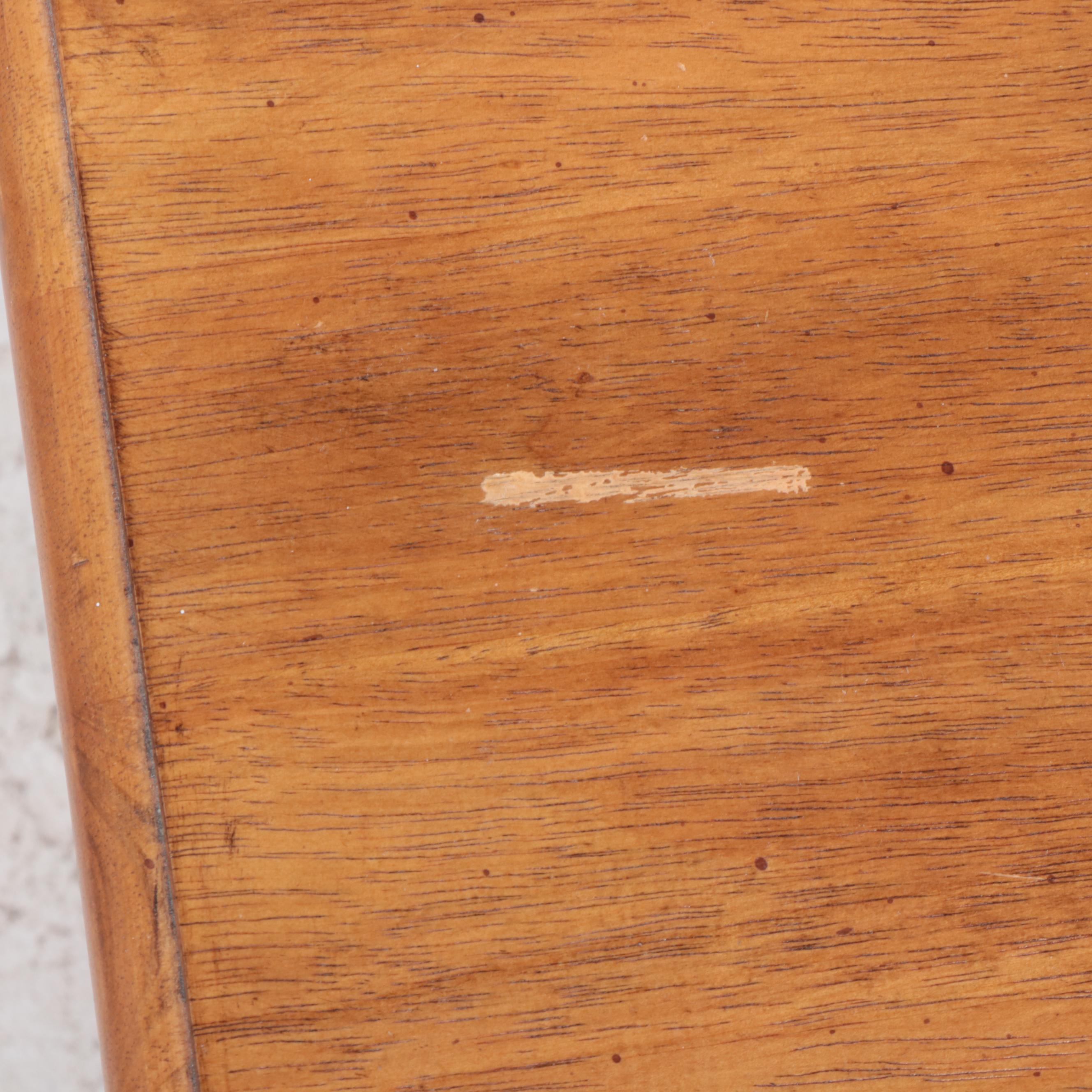 Pair of Rustic Hardwood Three-Drawer Side Tables