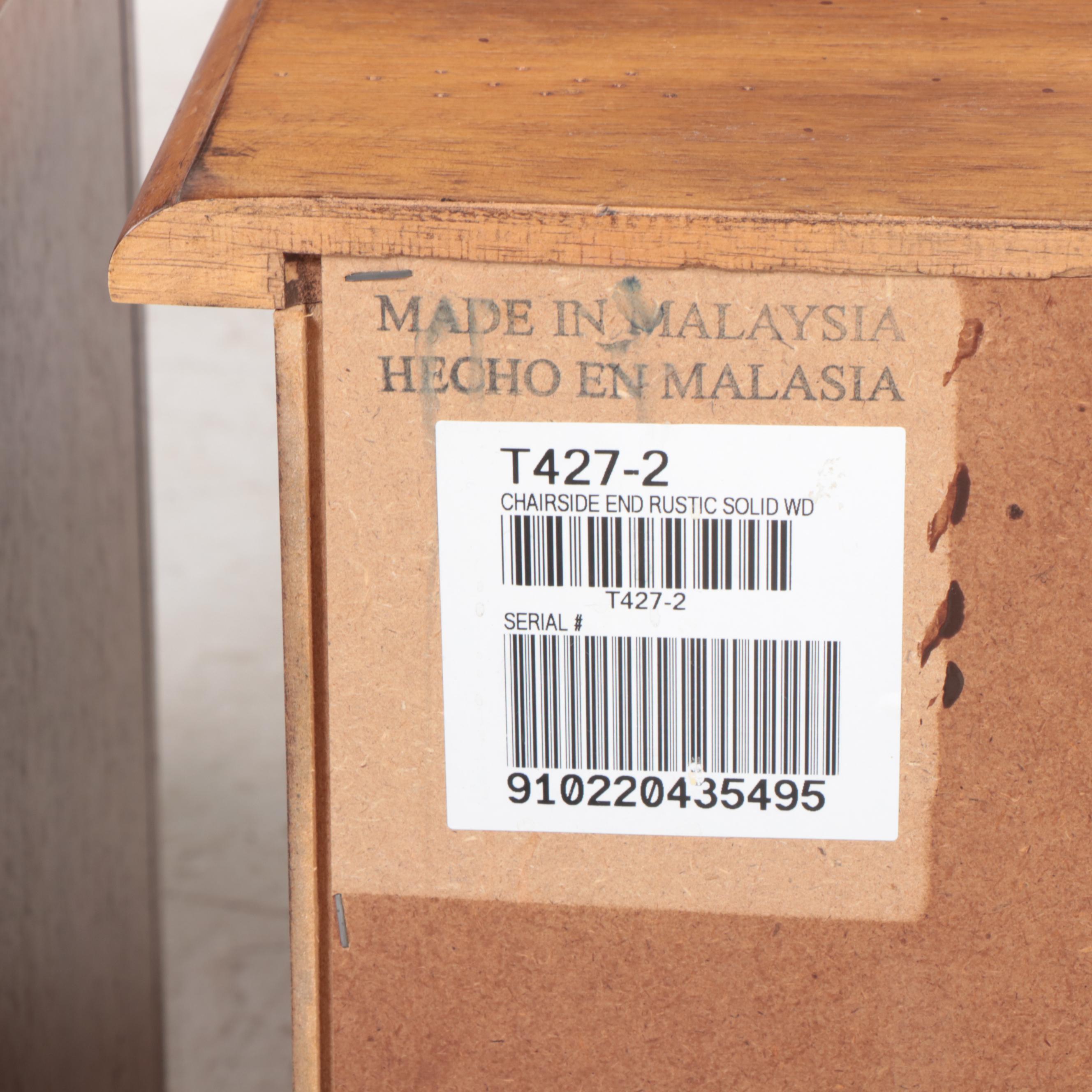 Pair of Rustic Hardwood Three-Drawer Side Tables