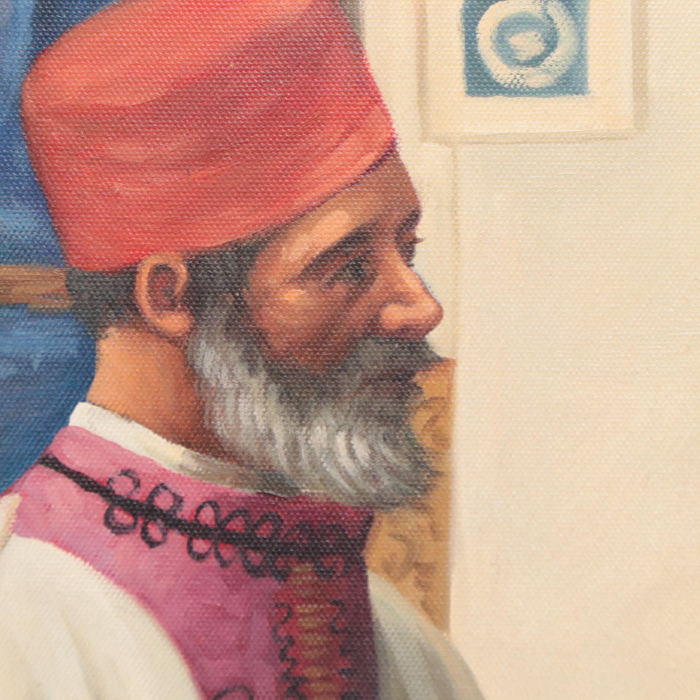 Orientalist Style Oil Painting of a Carpet Merchant, 21st Century