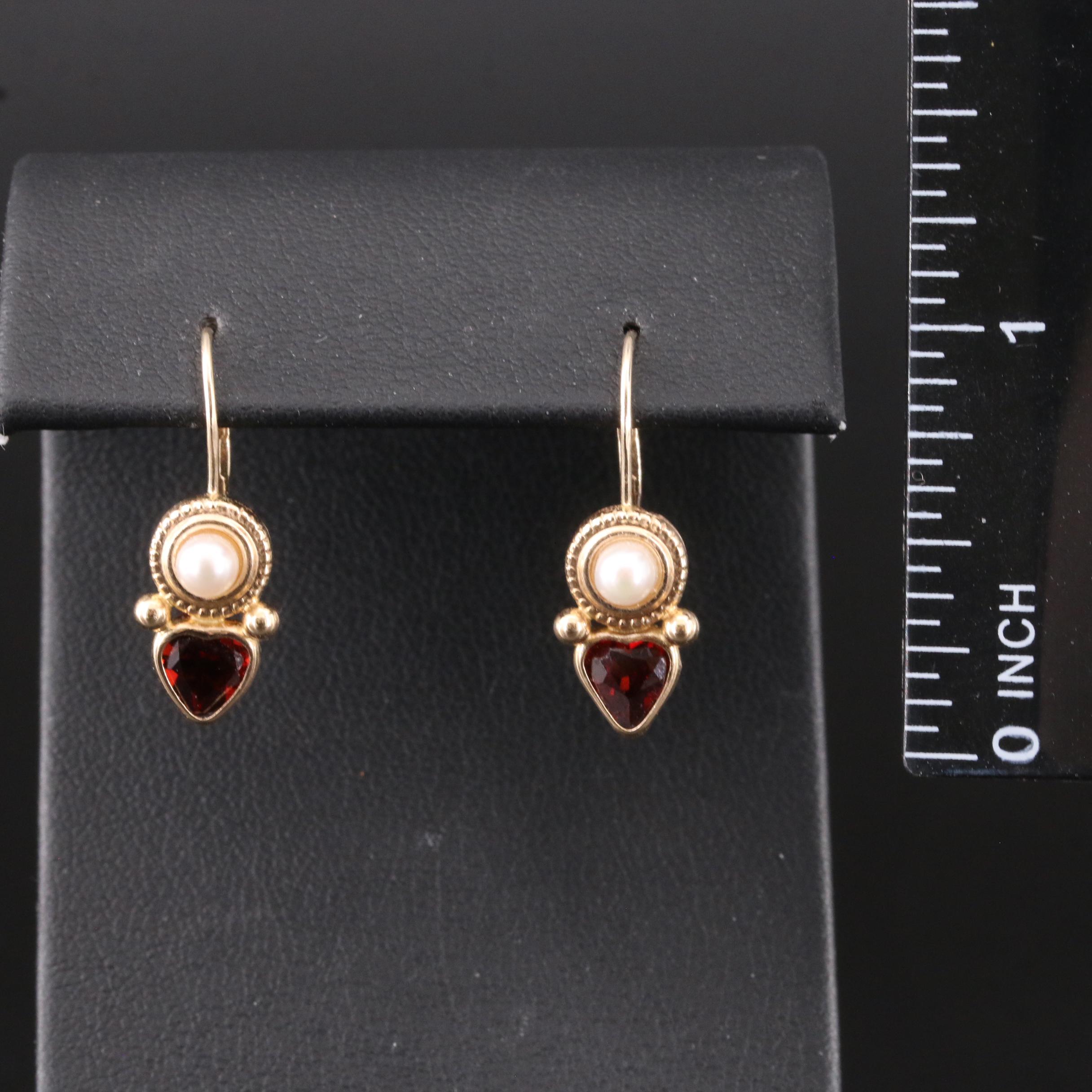 14K Garnet and Pearl Earrings