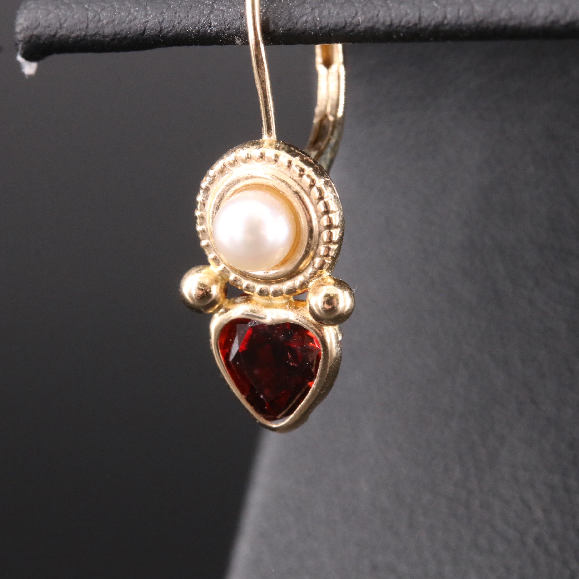 14K Garnet and Pearl Earrings
