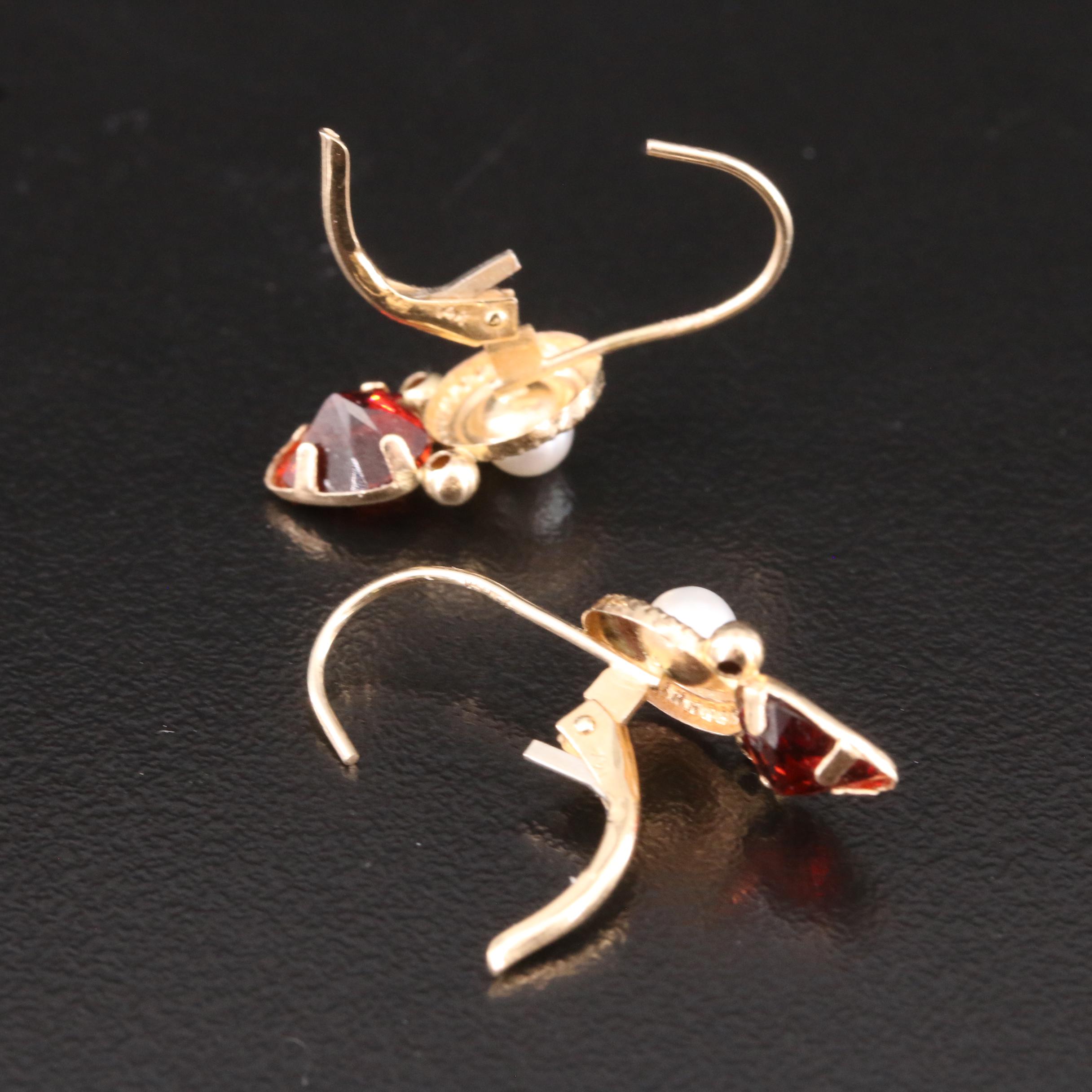 14K Garnet and Pearl Earrings