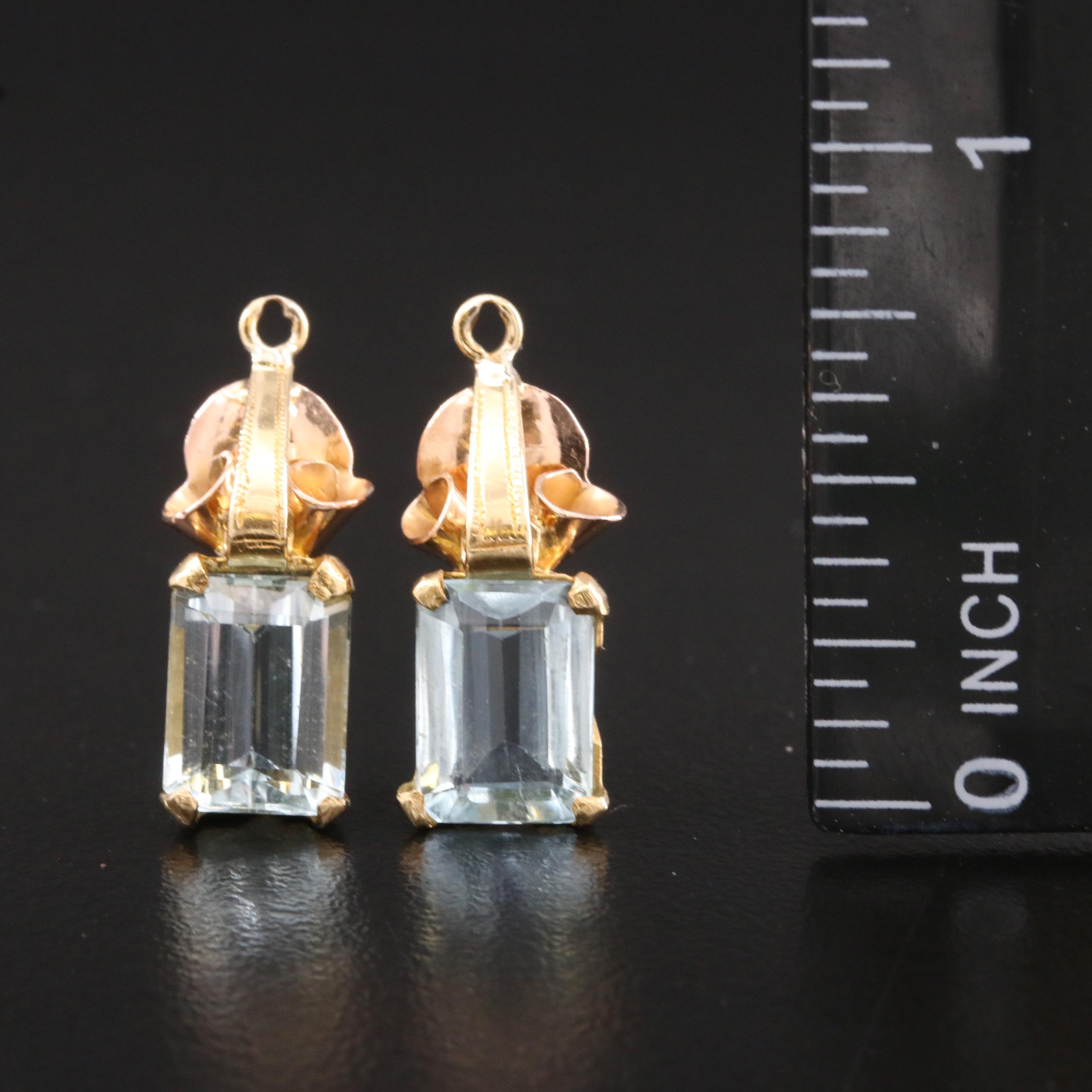 Vintage 18K Two-Tone Aquamarine Enhancers