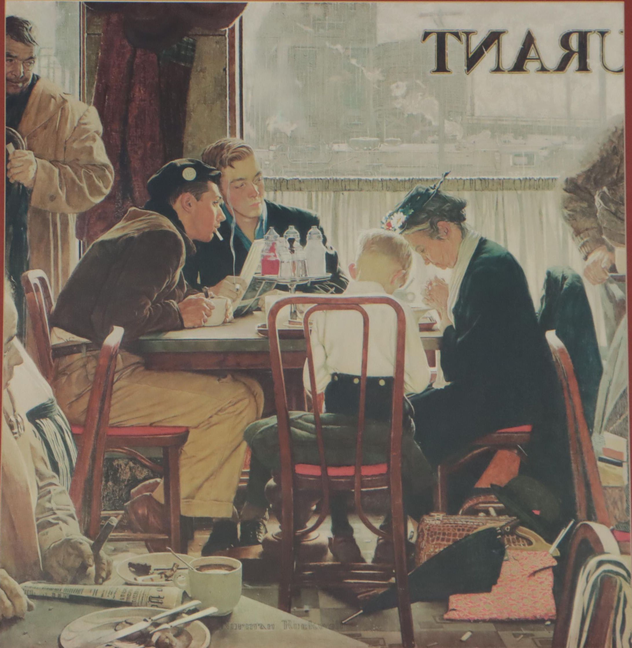 Giclée After Norman Rockwell "Saying Grace," Late 20th Century