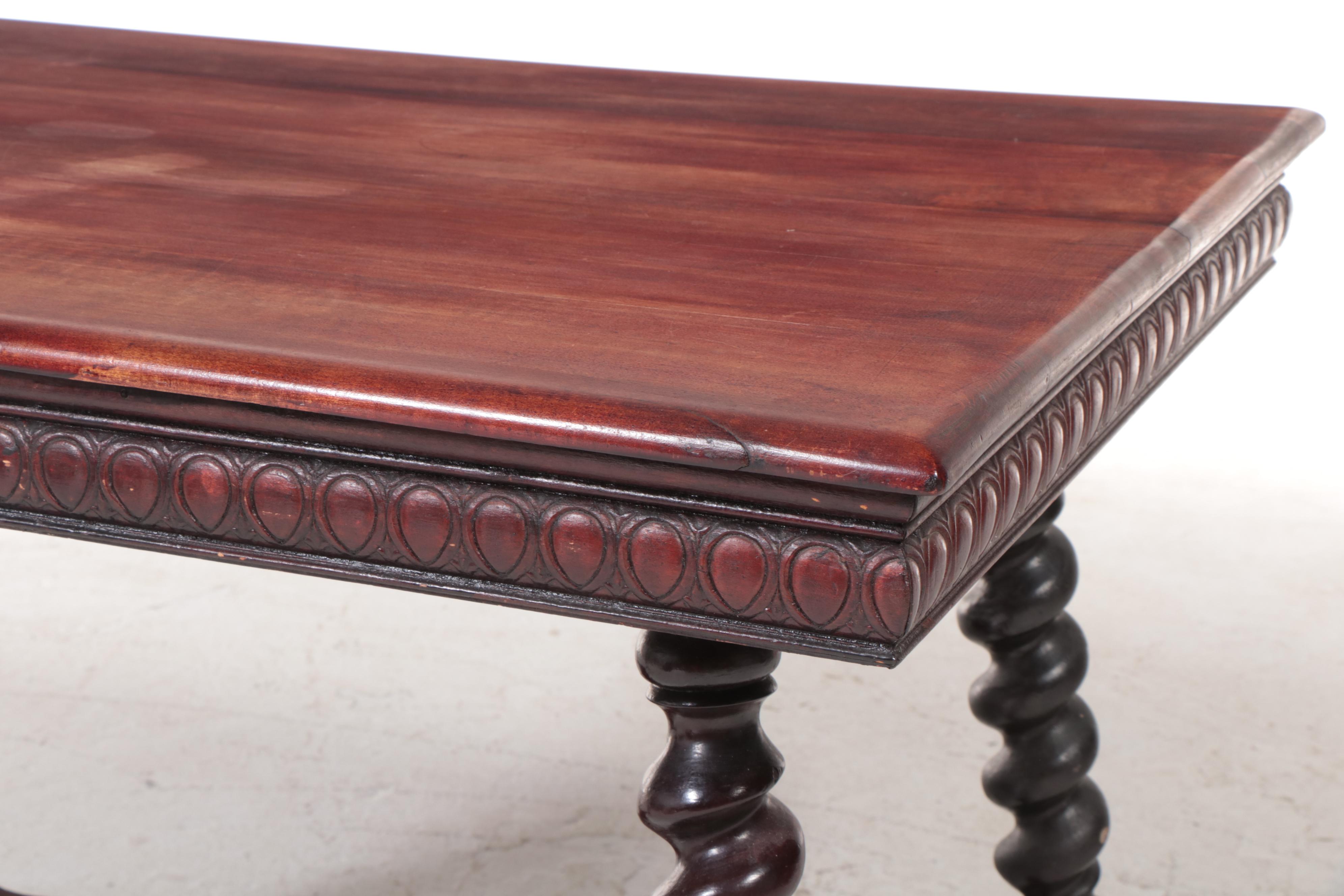Late Victorian Birch Library or Center Table, Late 19th/Early 20th Century