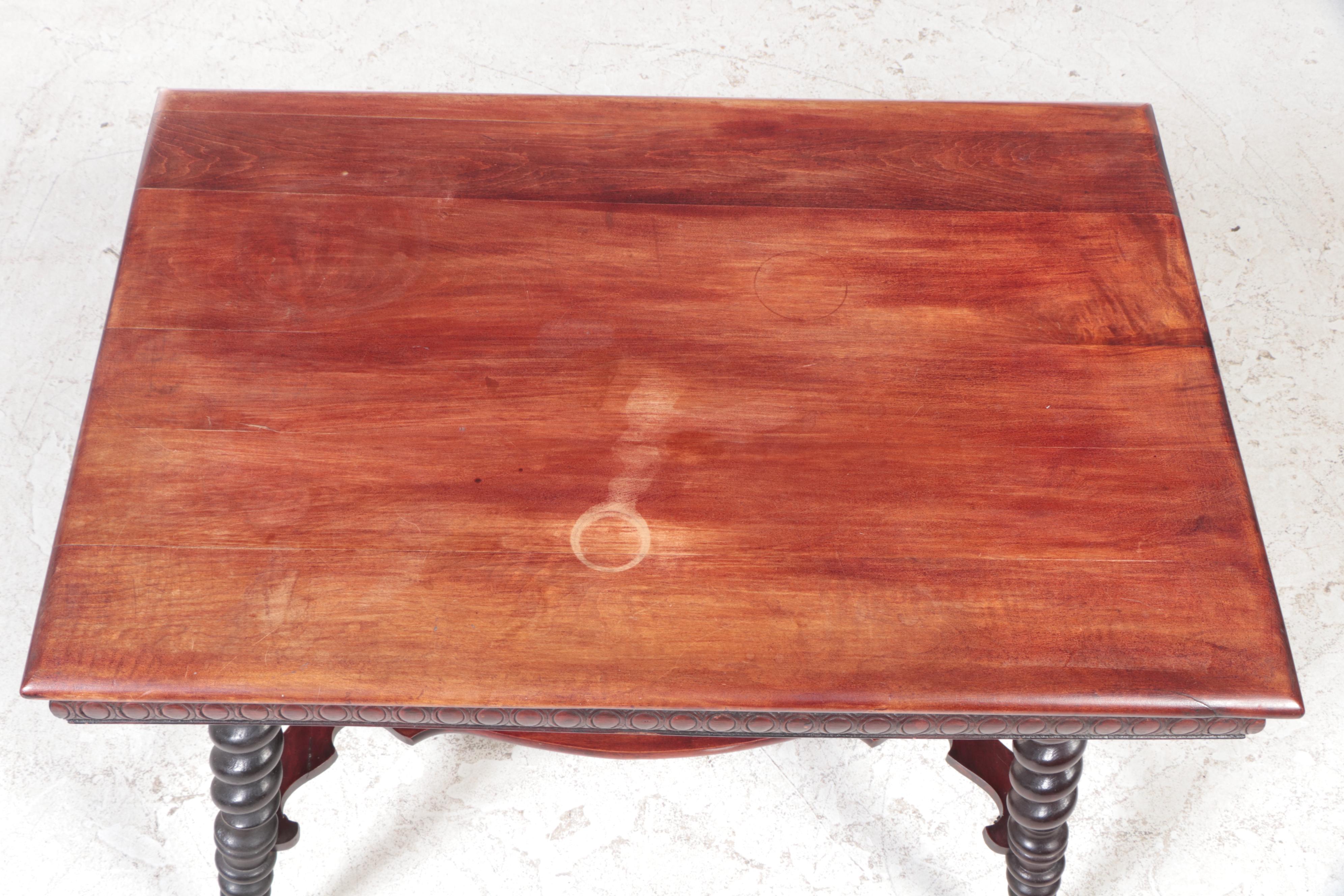 Late Victorian Birch Library or Center Table, Late 19th/Early 20th Century