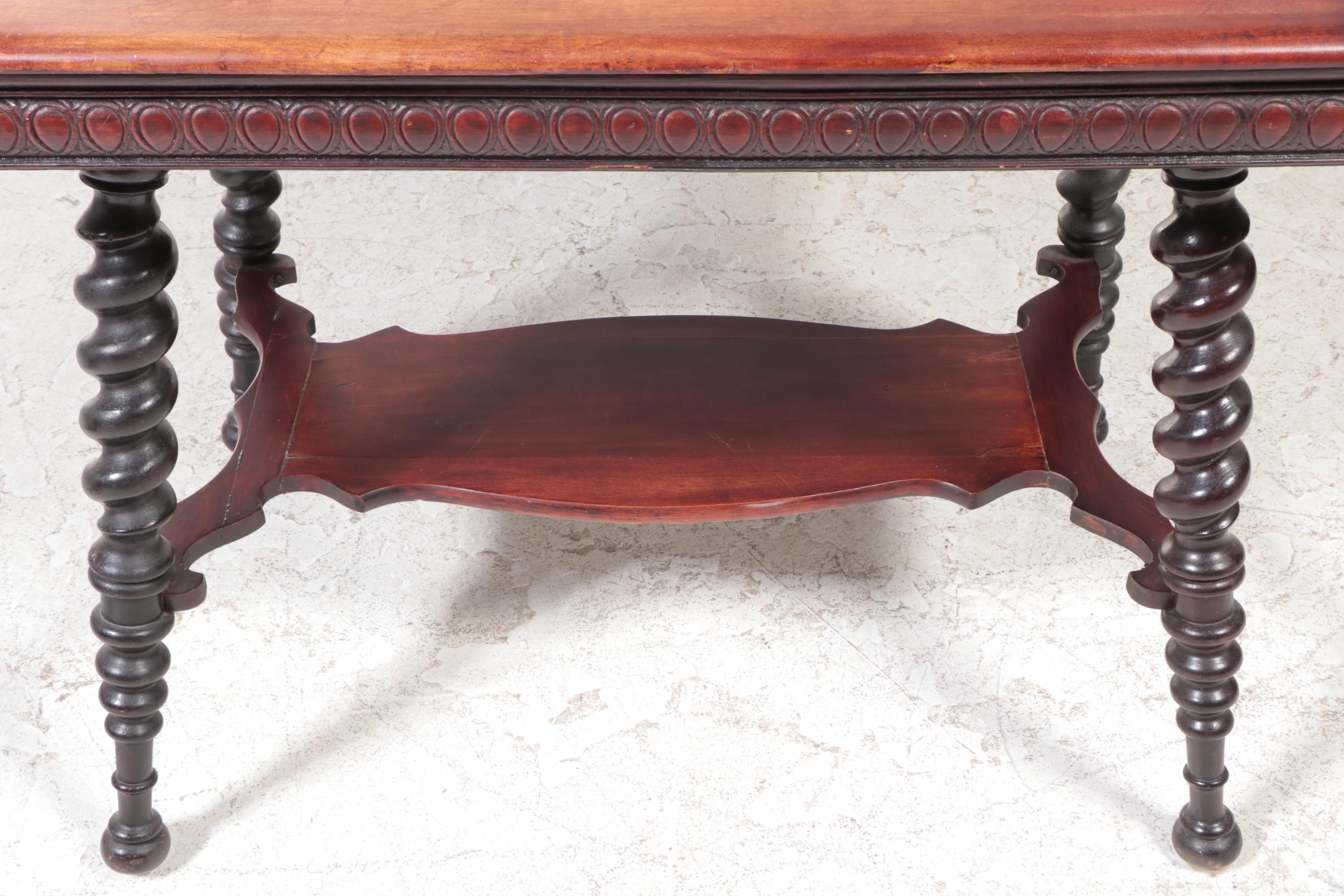 Late Victorian Birch Library or Center Table, Late 19th/Early 20th Century