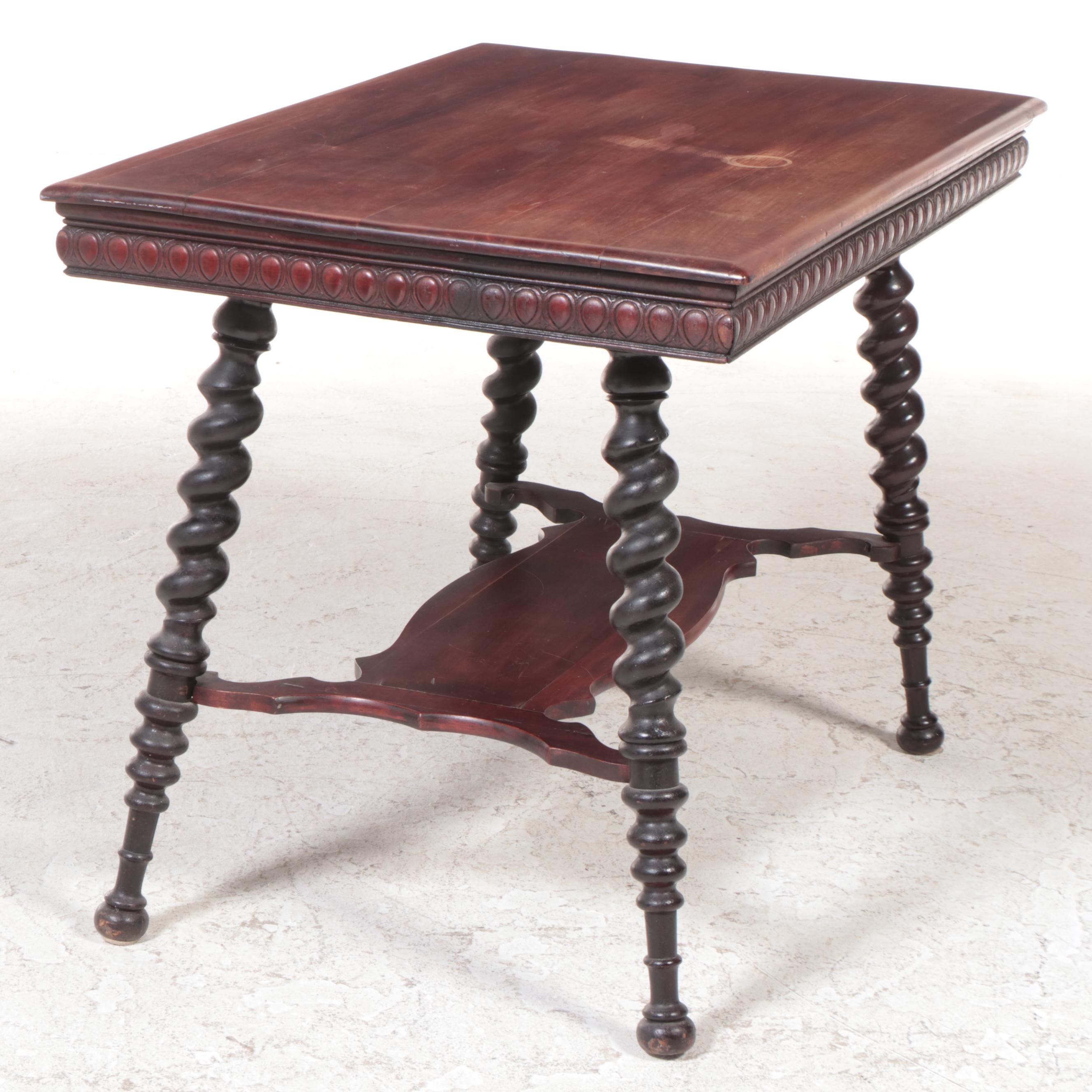 Late Victorian Birch Library or Center Table, Late 19th/Early 20th Century
