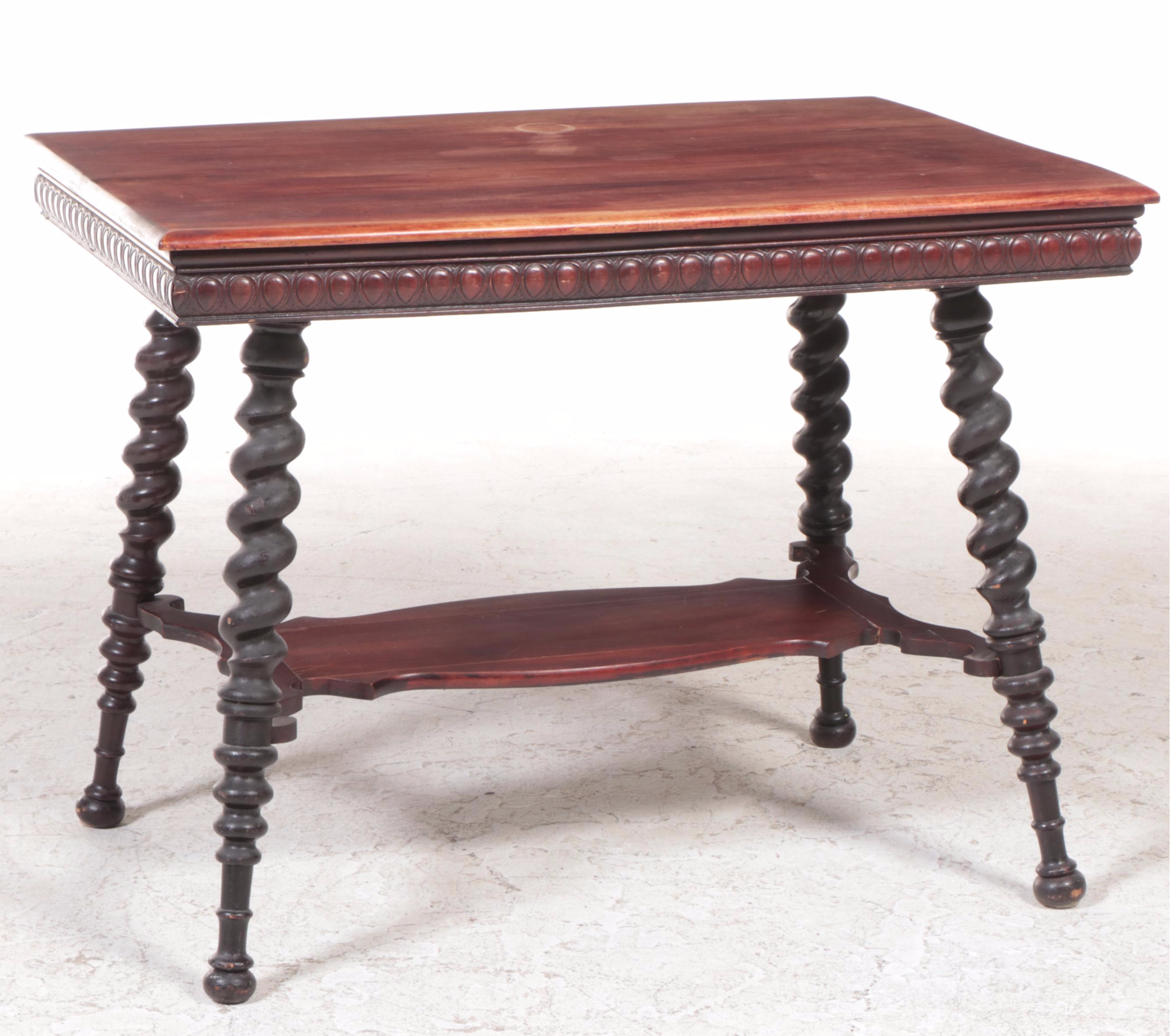 Late Victorian Birch Library or Center Table, Late 19th/Early 20th Century
