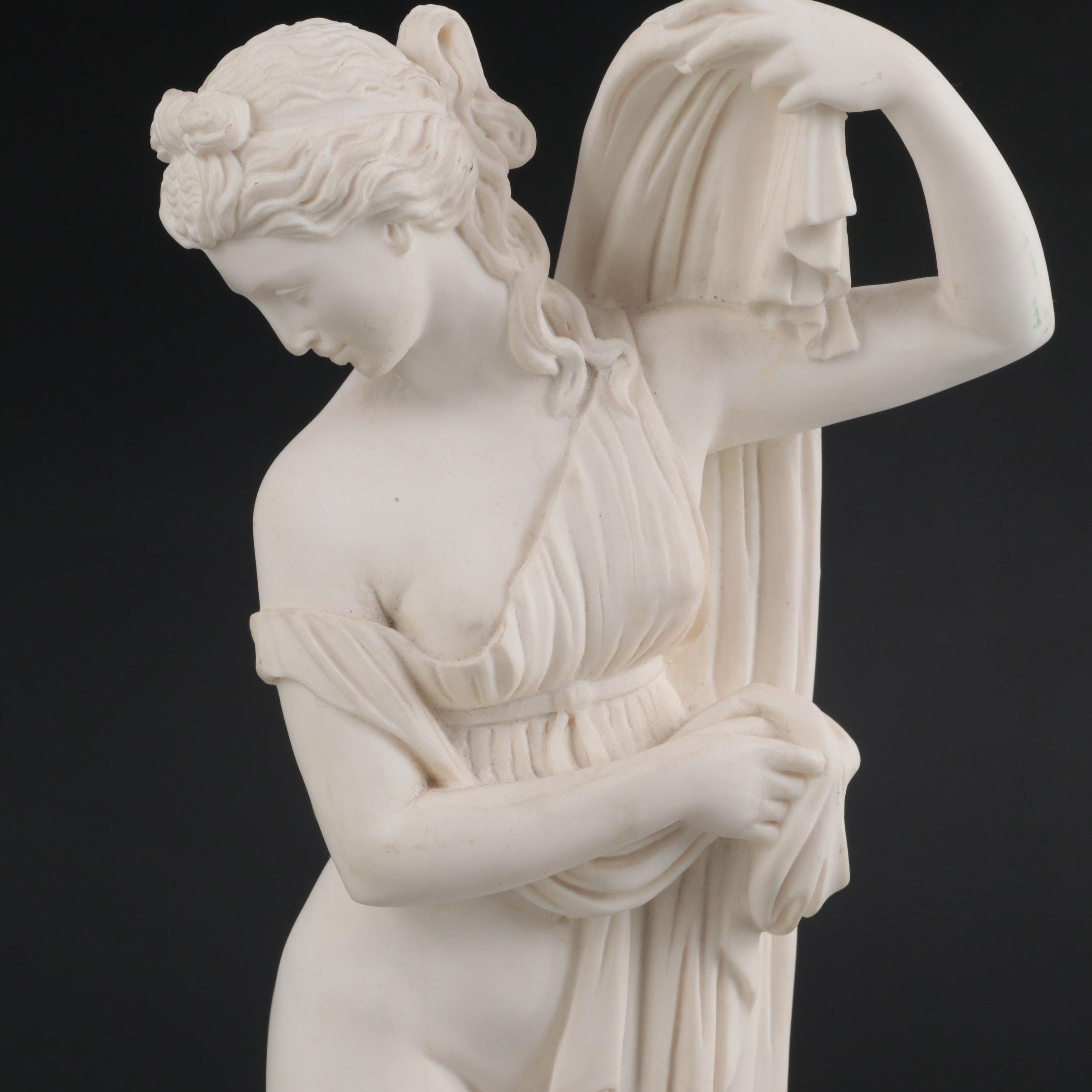 A. Santini Cast Composite Sculpture on Marble Base after "Venus Callipyge"