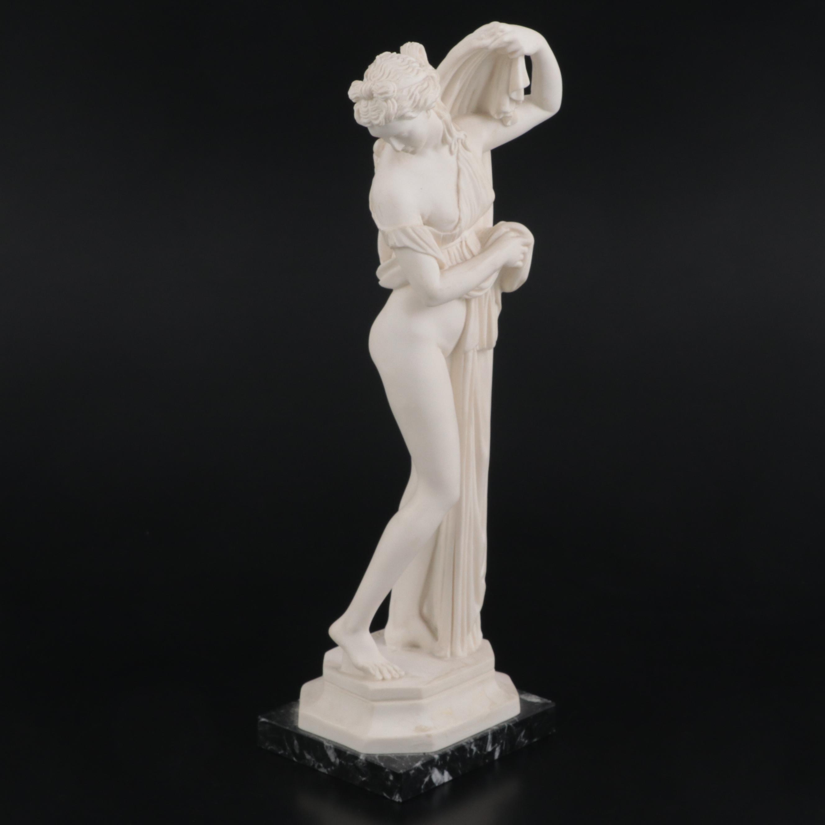 A. Santini Cast Composite Sculpture on Marble Base after "Venus Callipyge"
